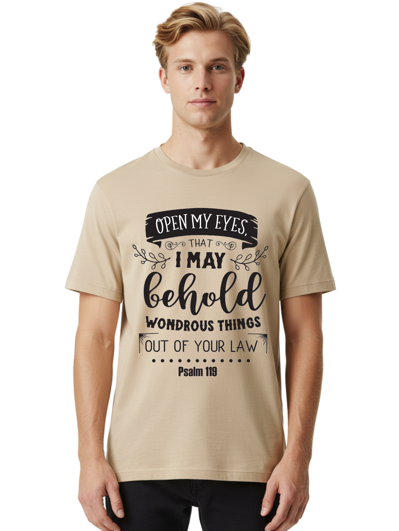 Psalm-119 Men'S Graphic Tee, 100% Cotton, Comfortable Casual Summer Wear, Machine Washable, Inspirational Quote, Psalm 119, Biblical Scripture, Motivational Words, Faith-Based Design, Spiritual Message, Wondrous Things, Divine Guidance, Aad104 10