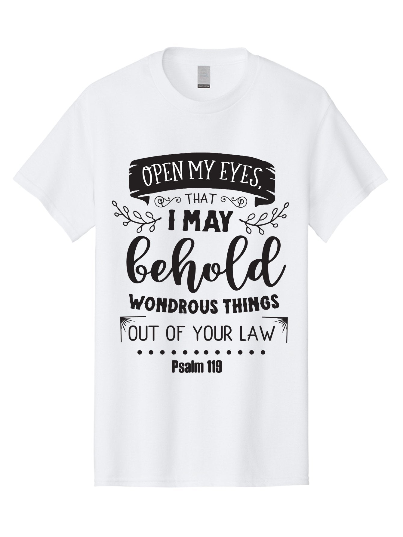 Psalm-119 Men'S Graphic Tee, 100% Cotton, Comfortable Casual Summer Wear, Machine Washable, Inspirational Quote, Psalm 119, Biblical Scripture, Motivational Words, Faith-Based Design, Spiritual Message, Wondrous Things, Divine Guidance, Aad104 3