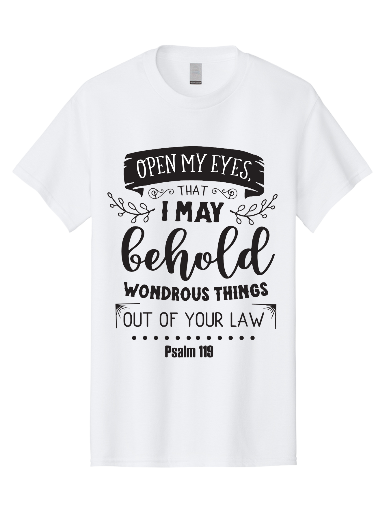 Psalm-119 Men'S Graphic Tee, 100% Cotton, Comfortable Casual Summer Wear, Machine Washable, Inspirational Quote, Psalm 119, Biblical Scripture, Motivational Words, Faith-Based Design, Spiritual Message, Wondrous Things, Divine Guidance, Aad104 17