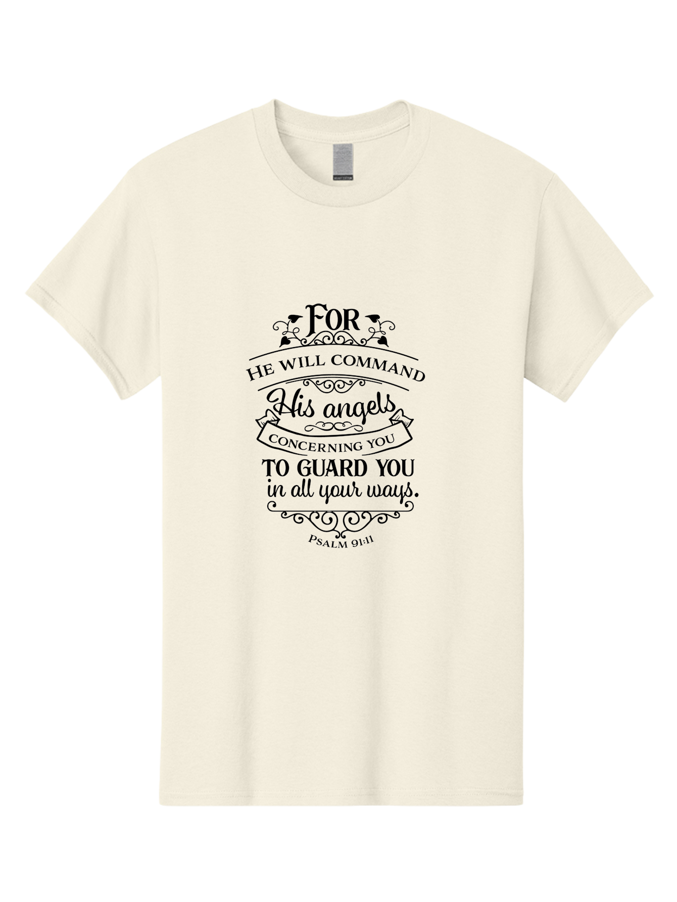 Psalm-91-11 Men'S Graphic Tee, 100% Cotton, Comfortable Casual Summer Wear, Machine Washable, Inspirational Quote, Christian Message, Bible Verse, Psalm 91:11, Spiritual Guidance, Faith-Based Art, Angelic Protection Aad107 29