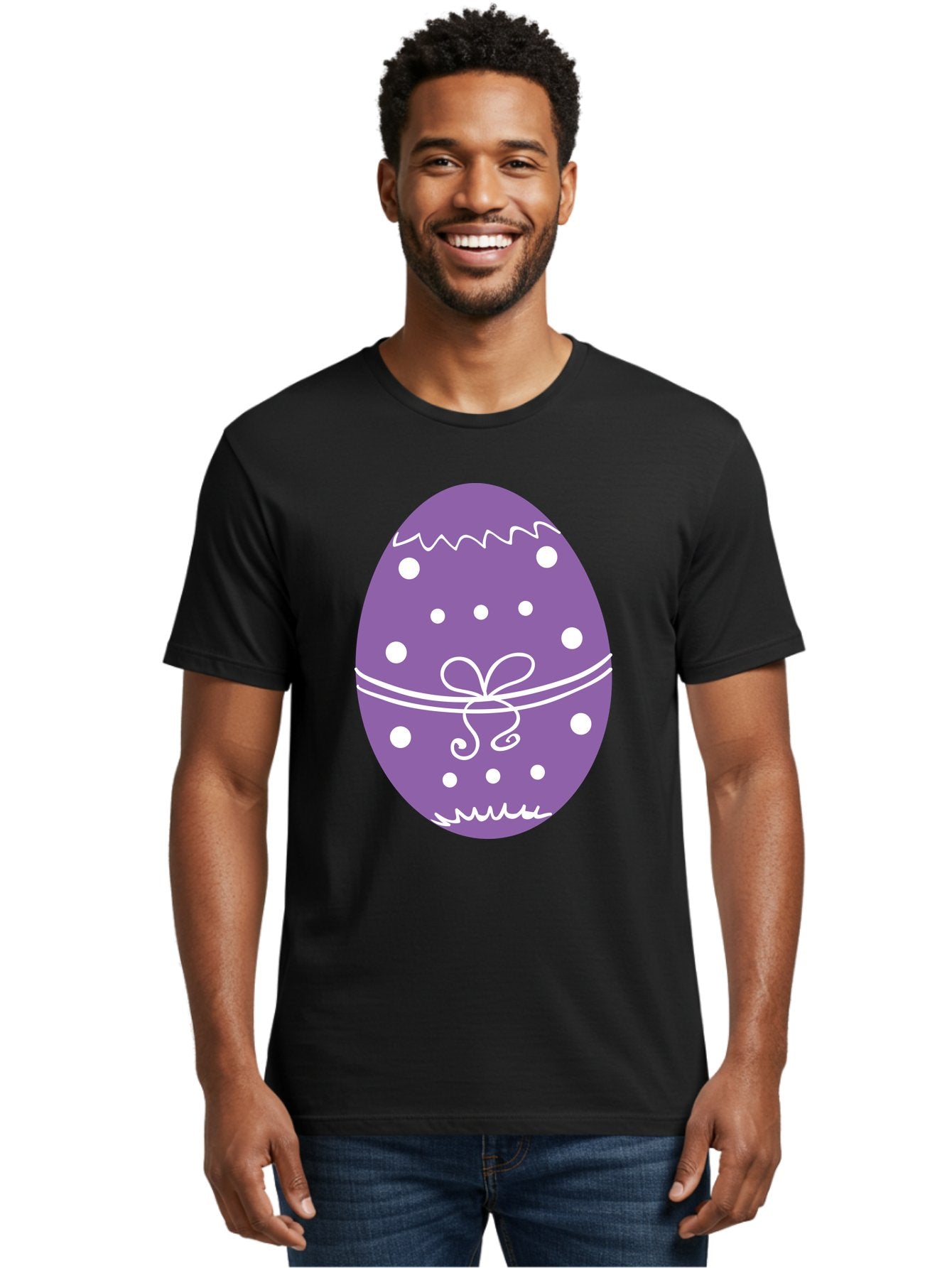 Purple-Easter-Egg Men'S Graphic Tee, 100% Cotton, Comfortable Casual Summer Wear, Machine Washable, Decorated Egg, Easter Egg, Purple Egg, Polka Dot Design, White Accents, Festive Pattern, Spring Decor, Holiday Theme, Egg Decoration Aad109 21