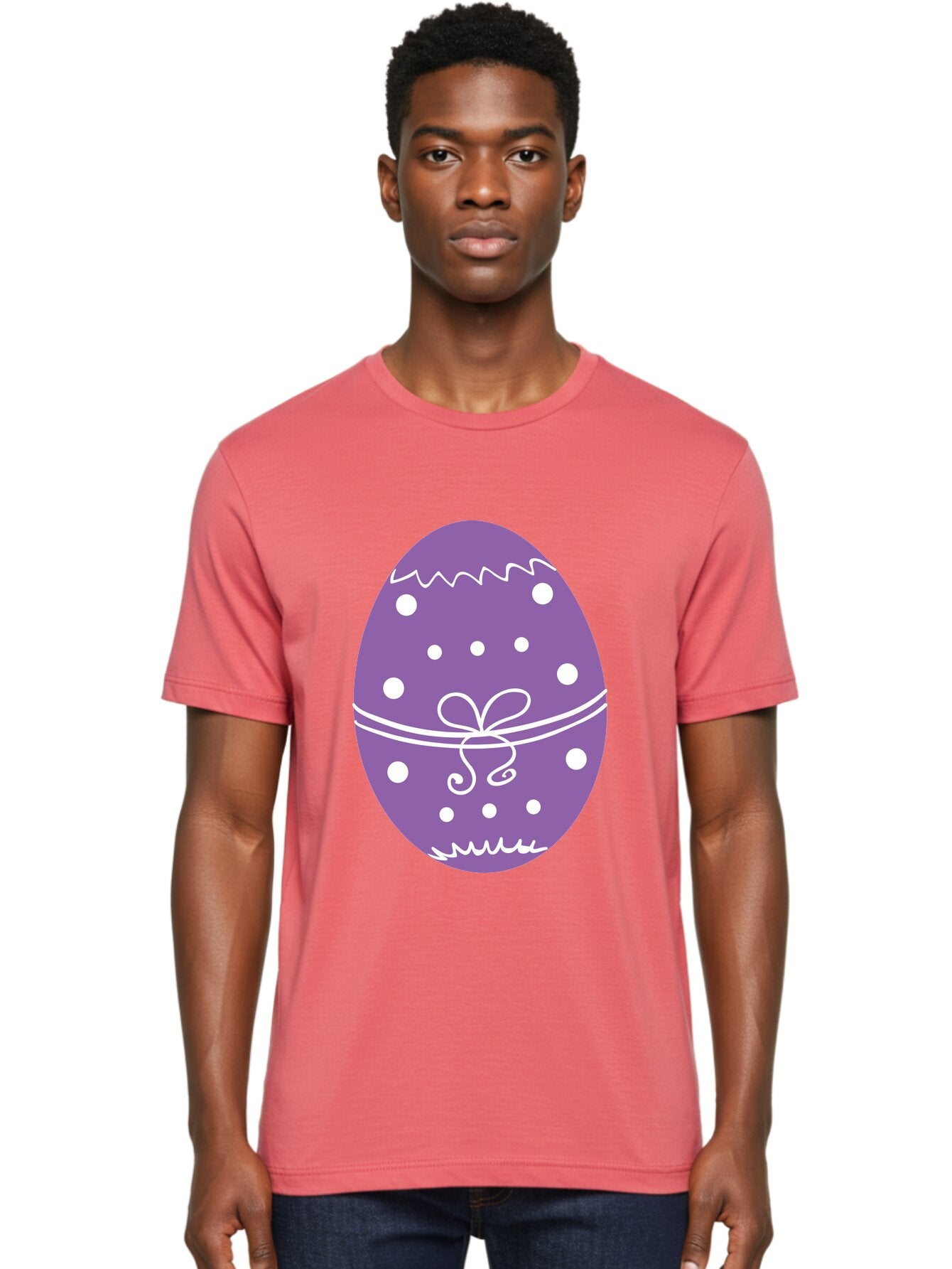 Purple-Easter-Egg Men'S Graphic Tee, 100% Cotton, Comfortable Casual Summer Wear, Machine Washable, Decorated Egg, Easter Egg, Purple Egg, Polka Dot Design, White Accents, Festive Pattern, Spring Decor, Holiday Theme, Egg Decoration Aad109 27