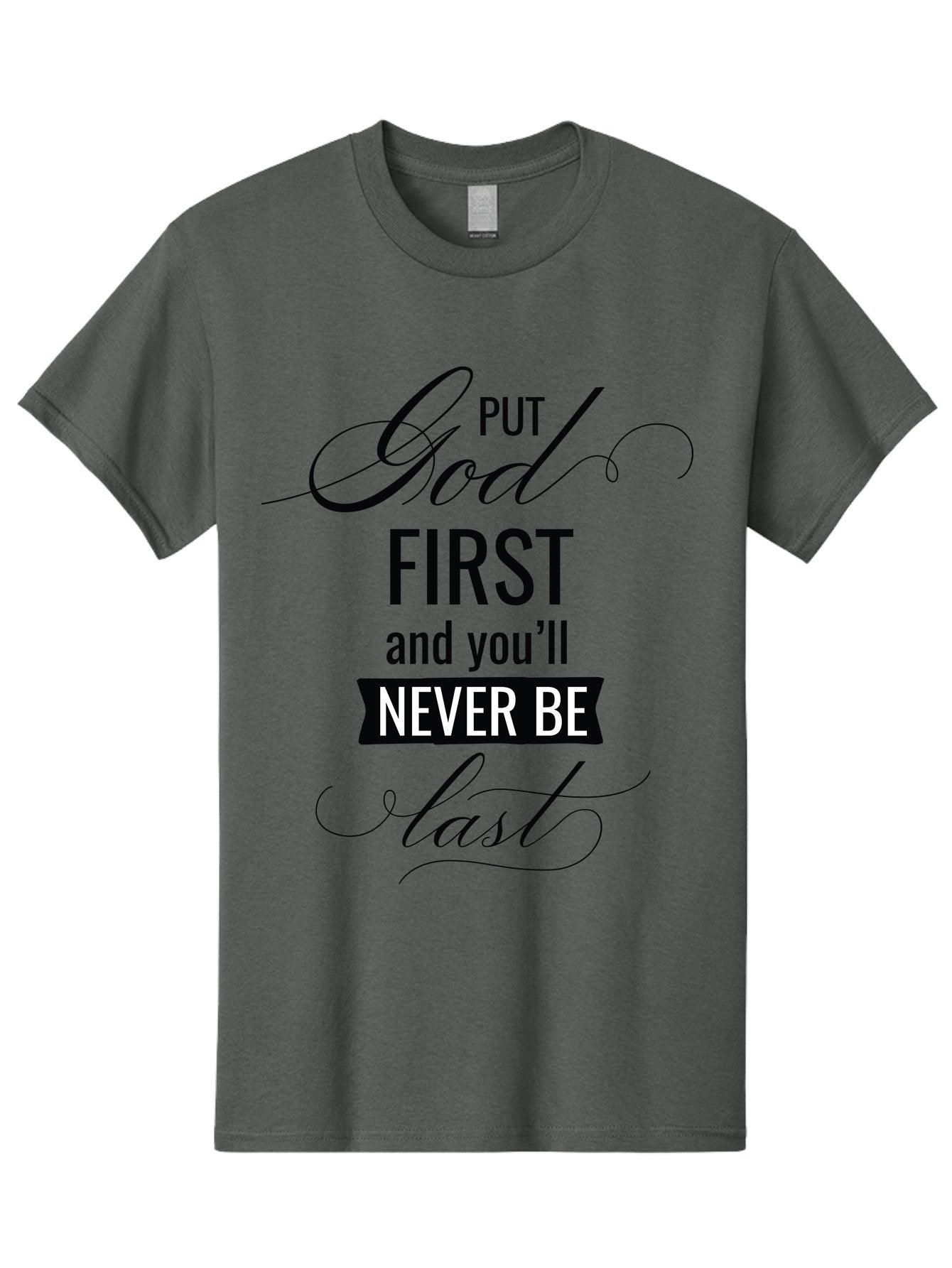 Put-God-First Men'S Graphic Tee, 100% Cotton, Comfortable Casual Summer Wear, Machine Washable, Inspirational Quote, Motivational Words, Faith-Based Message, Put God First, Inspirational Sayings, Motivational Phrases, Spiritual Guidance, Aad110 13