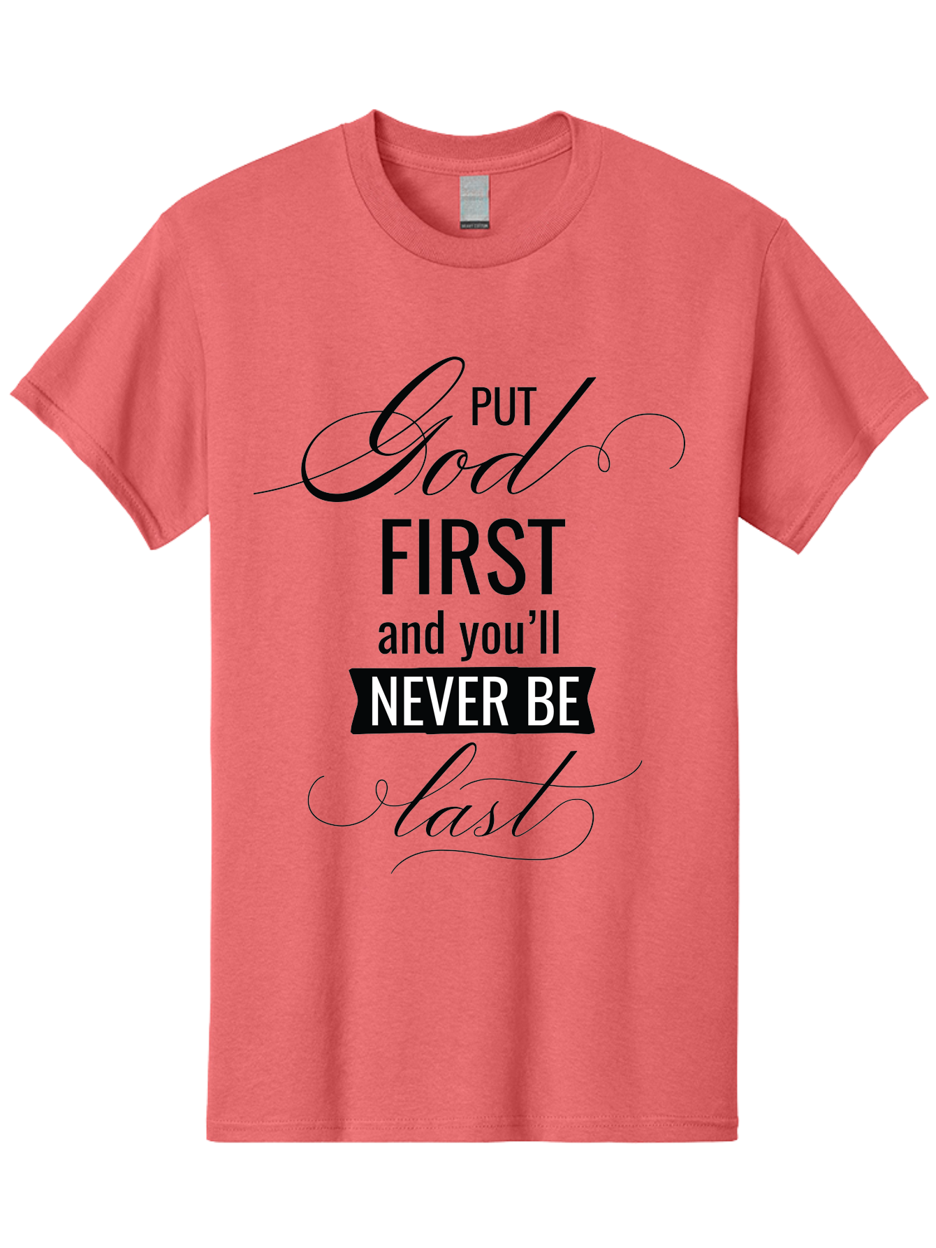 Put-God-First Men'S Graphic Tee, 100% Cotton, Comfortable Casual Summer Wear, Machine Washable, Inspirational Quote, Motivational Words, Faith-Based Message, Put God First, Inspirational Sayings, Motivational Phrases, Spiritual Guidance, Aad110 3