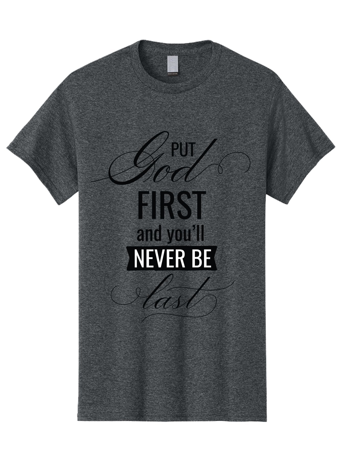 Put-God-First Men'S Graphic Tee, 100% Cotton, Comfortable Casual Summer Wear, Machine Washable, Inspirational Quote, Motivational Words, Faith-Based Message, Put God First, Inspirational Sayings, Motivational Phrases, Spiritual Guidance, Aad110 11
