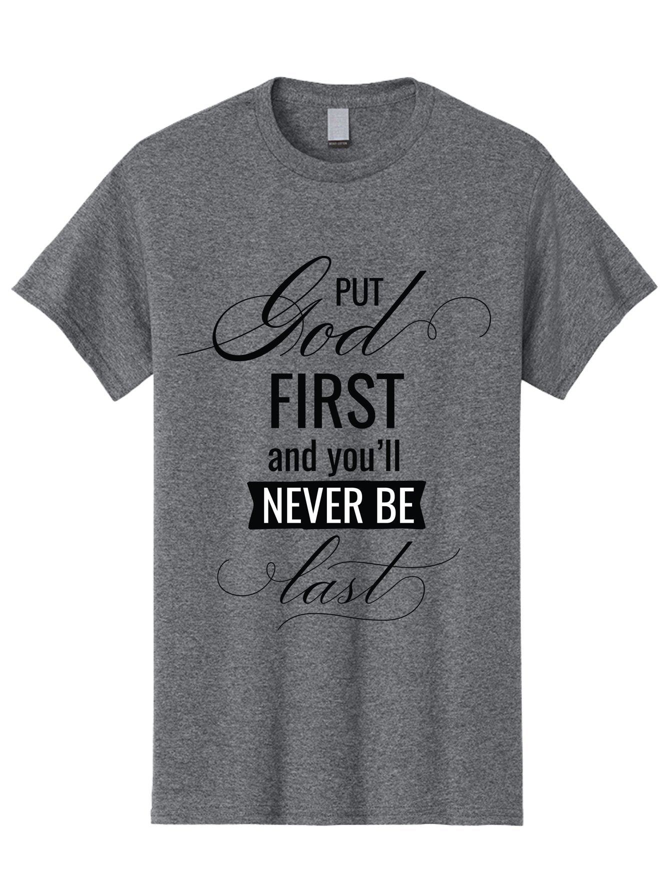 Put-God-First Men'S Graphic Tee, 100% Cotton, Comfortable Casual Summer Wear, Machine Washable, Inspirational Quote, Motivational Words, Faith-Based Message, Put God First, Inspirational Sayings, Motivational Phrases, Spiritual Guidance, Aad110 3