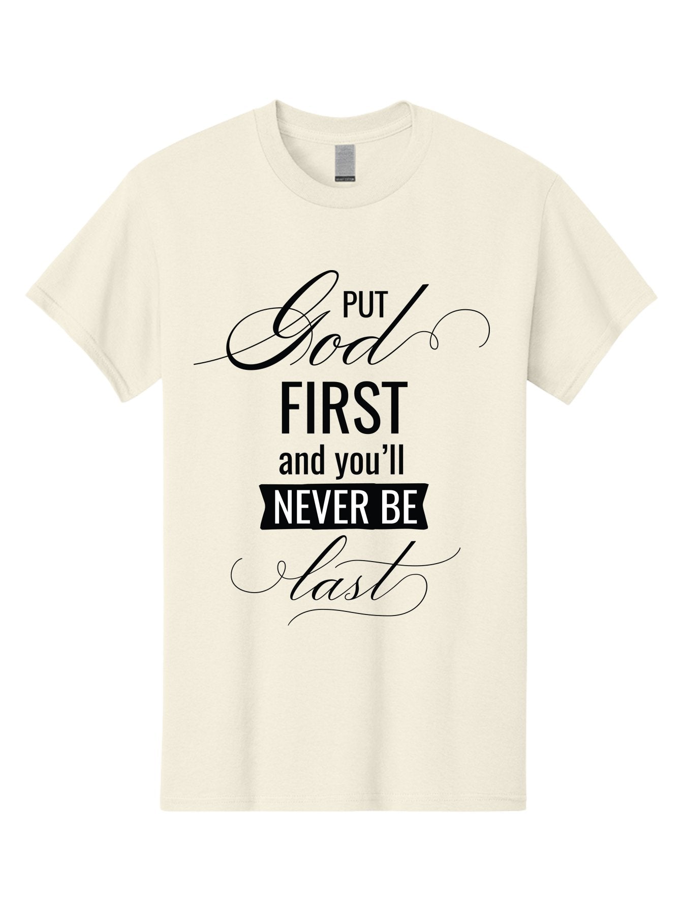 Put-God-First Men'S Graphic Tee, 100% Cotton, Comfortable Casual Summer Wear, Machine Washable, Inspirational Quote, Motivational Words, Faith-Based Message, Put God First, Inspirational Sayings, Motivational Phrases, Spiritual Guidance, Aad110 6