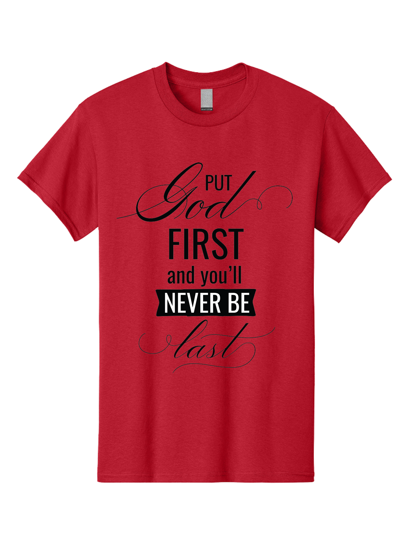 Put-God-First Men'S Graphic Tee, 100% Cotton, Comfortable Casual Summer Wear, Machine Washable, Inspirational Quote, Motivational Words, Faith-Based Message, Put God First, Inspirational Sayings, Motivational Phrases, Spiritual Guidance, Aad110 11