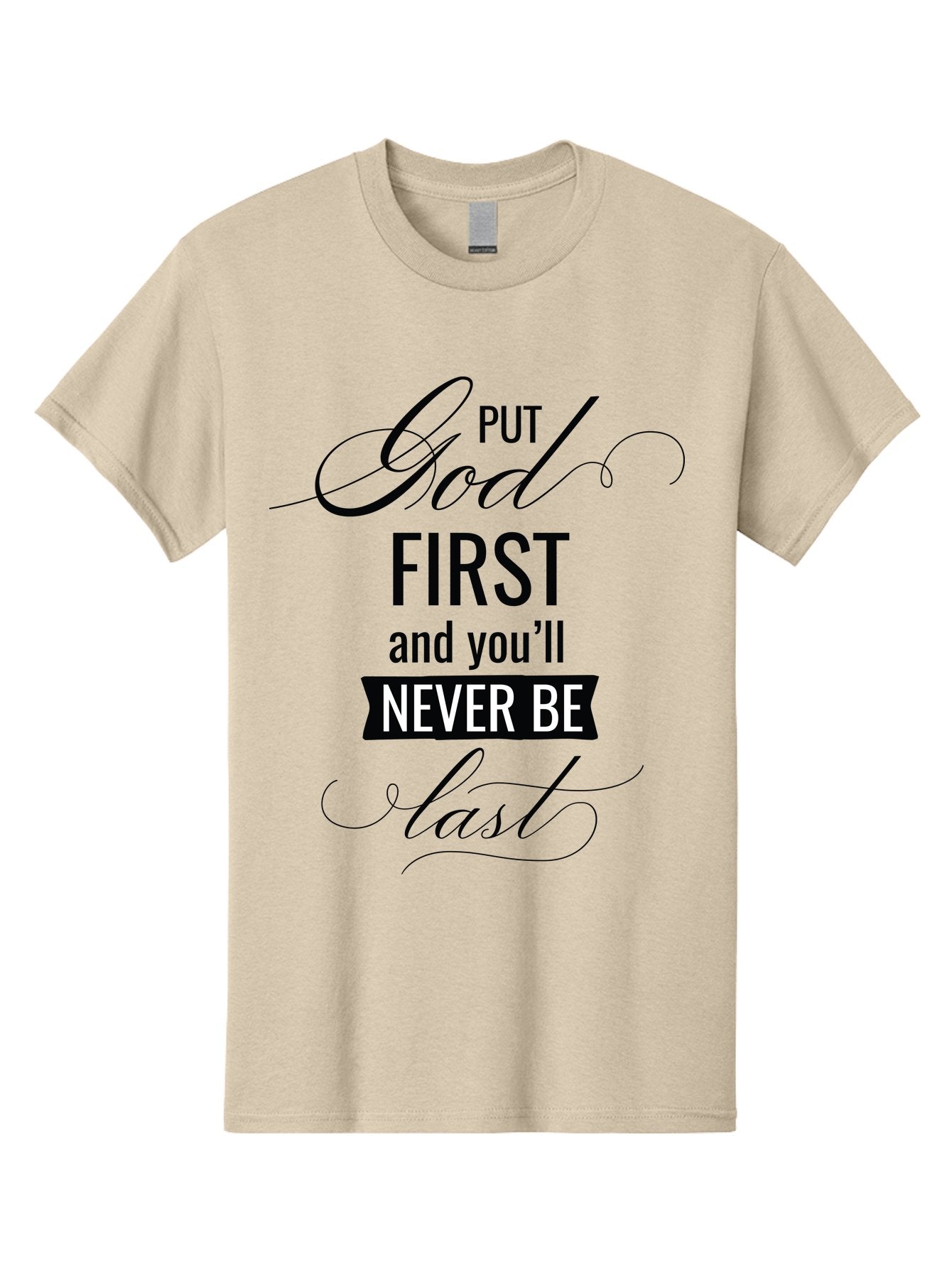 Put-God-First Men'S Graphic Tee, 100% Cotton, Comfortable Casual Summer Wear, Machine Washable, Inspirational Quote, Motivational Words, Faith-Based Message, Put God First, Inspirational Sayings, Motivational Phrases, Spiritual Guidance, Aad110 7