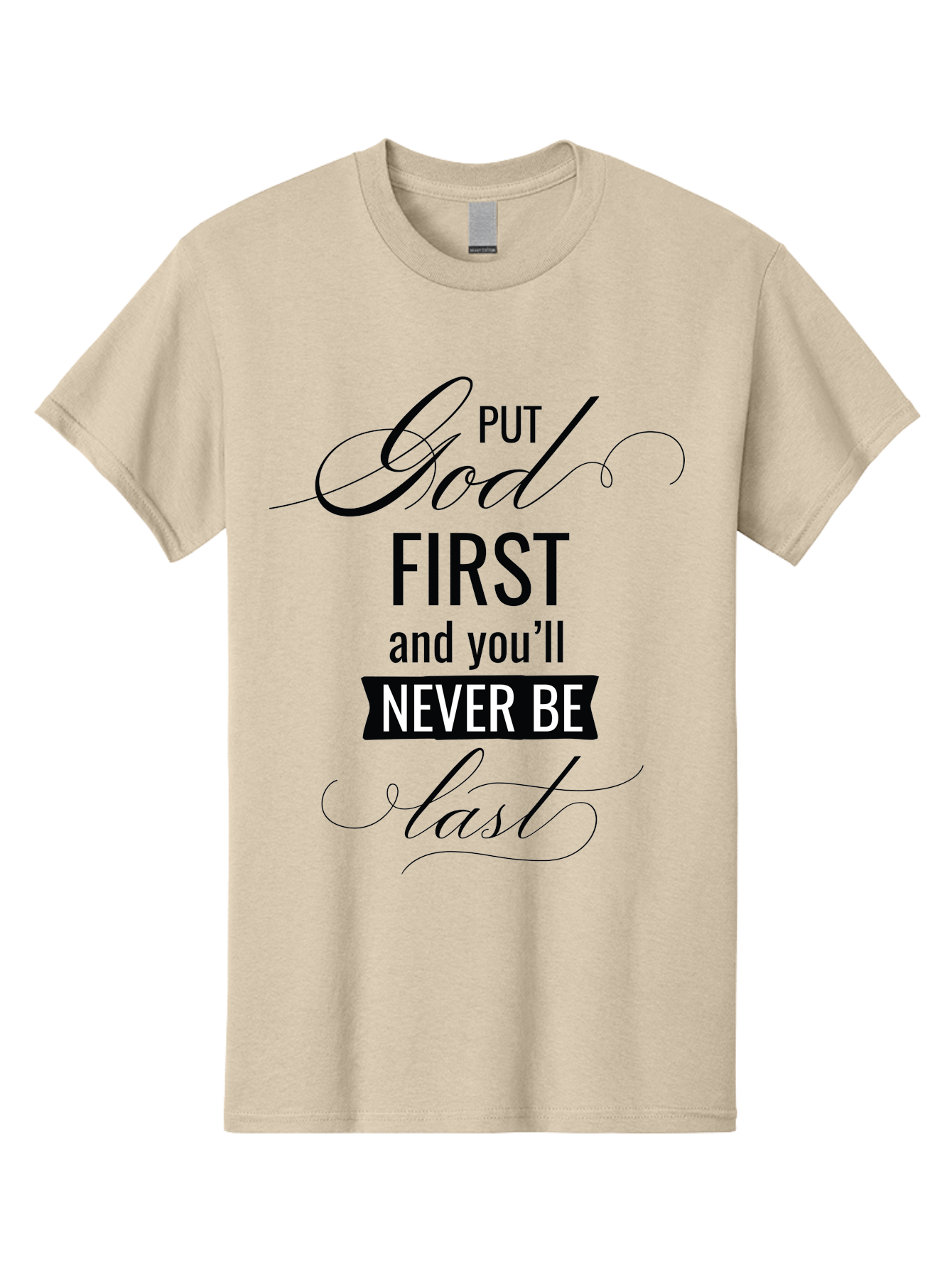 Put-God-First Men'S Graphic Tee, 100% Cotton, Comfortable Casual Summer Wear, Machine Washable, Inspirational Quote, Motivational Words, Faith-Based Message, Put God First, Inspirational Sayings, Motivational Phrases, Spiritual Guidance, Aad110 25