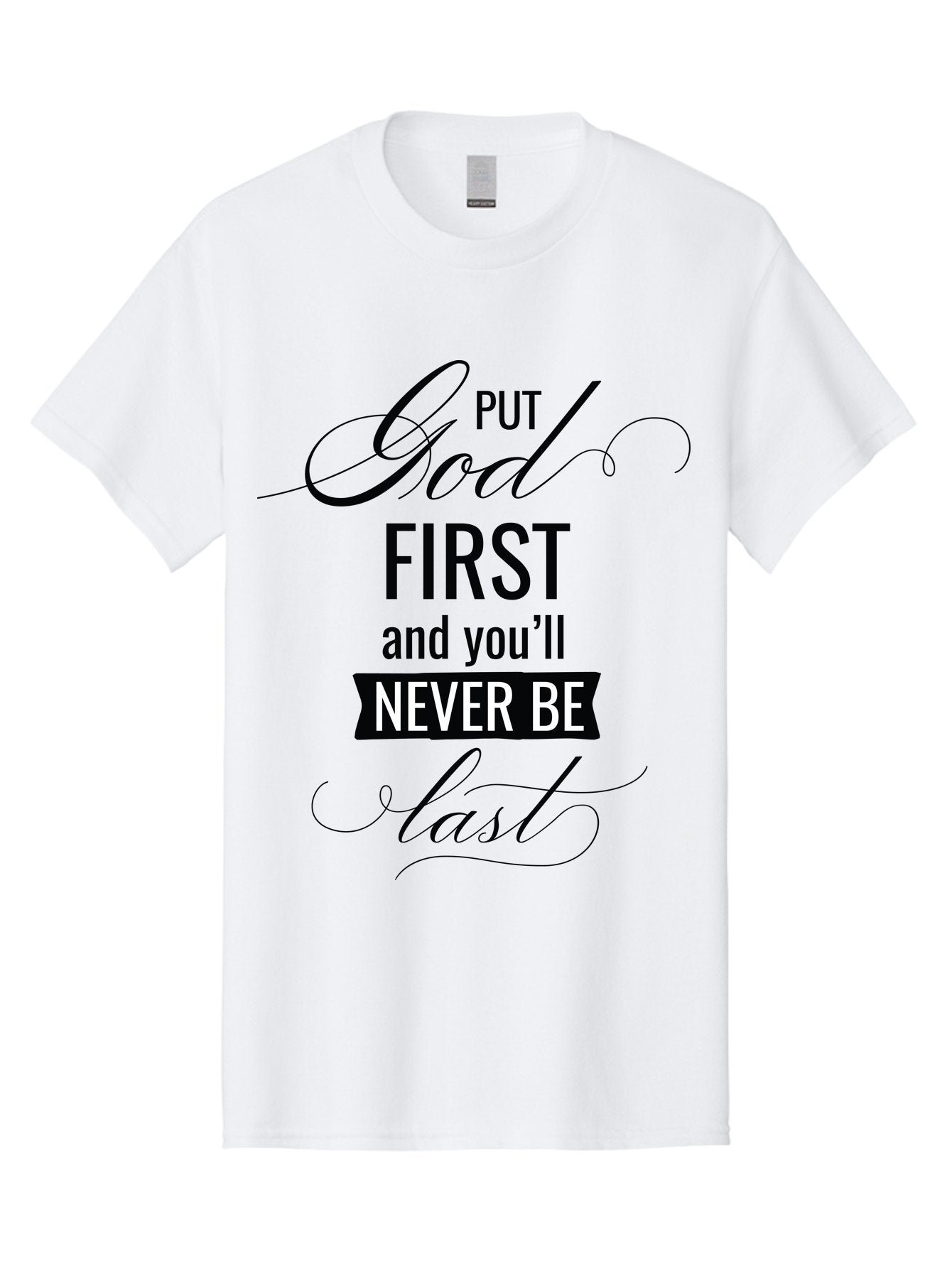 Put-God-First Men'S Graphic Tee, 100% Cotton, Comfortable Casual Summer Wear, Machine Washable, Inspirational Quote, Motivational Words, Faith-Based Message, Put God First, Inspirational Sayings, Motivational Phrases, Spiritual Guidance, Aad110 12