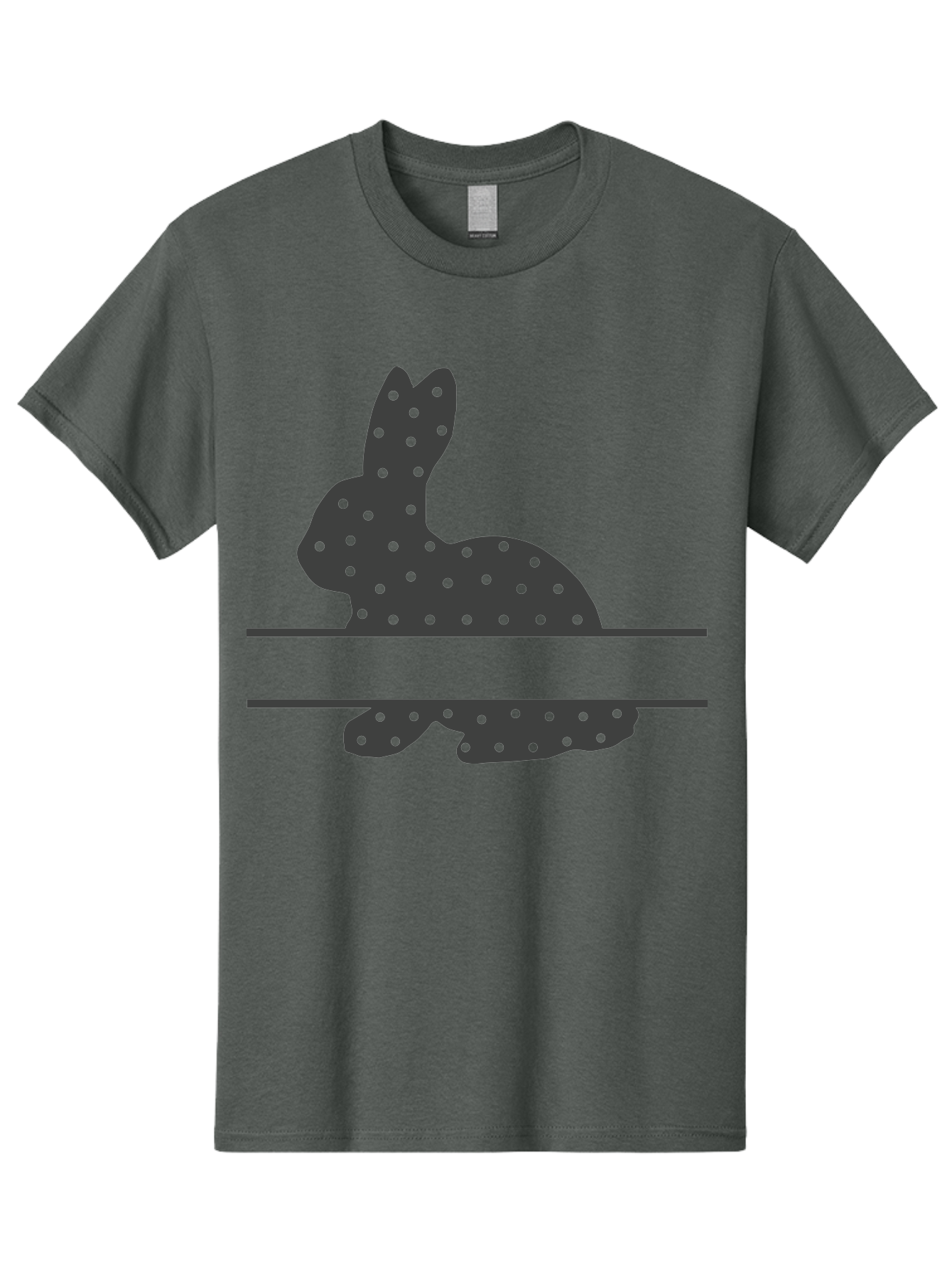 Rabbit-Silhouette-With-Dots Men'S Graphic Tee, 100% Cotton, Comfortable Casual Summer Wear, Machine Washable, Rabbit Silhouette, Black Silhouette, Polka Dot Pattern, Reflection Effect, Mirrored Image, Modern Art, Minimalist Design, Cute Bunny Aad113 3