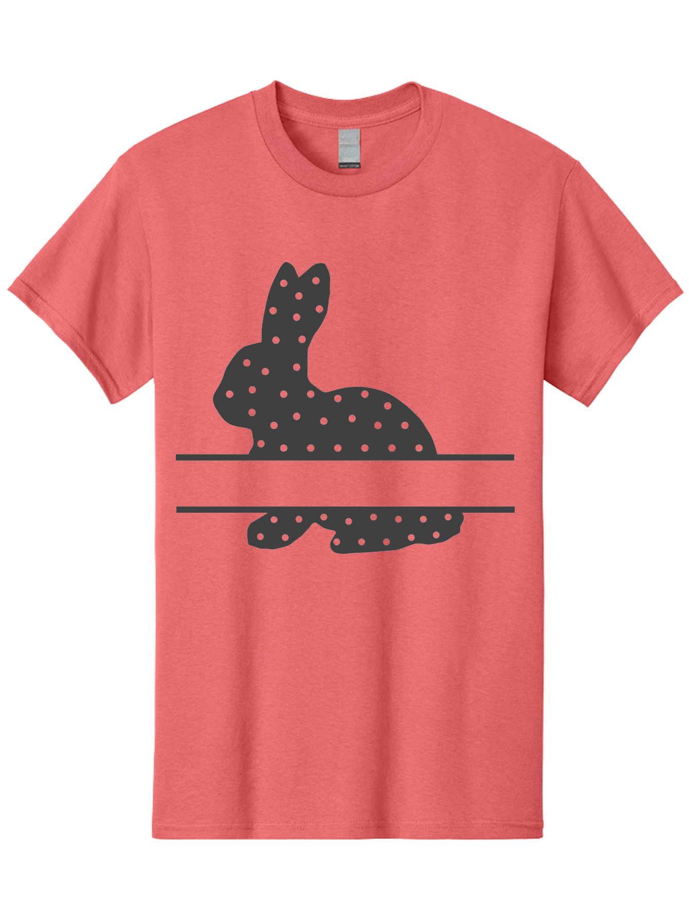 Rabbit-Silhouette-With-Dots Men'S Graphic Tee, 100% Cotton, Comfortable Casual Summer Wear, Machine Washable, Rabbit Silhouette, Black Silhouette, Polka Dot Pattern, Reflection Effect, Mirrored Image, Modern Art, Minimalist Design, Cute Bunny Aad113 23