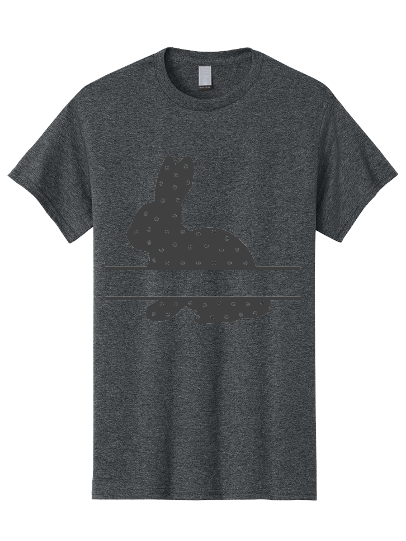 Rabbit-Silhouette-With-Dots Men'S Graphic Tee, 100% Cotton, Comfortable Casual Summer Wear, Machine Washable, Rabbit Silhouette, Black Silhouette, Polka Dot Pattern, Reflection Effect, Mirrored Image, Modern Art, Minimalist Design, Cute Bunny Aad113 21