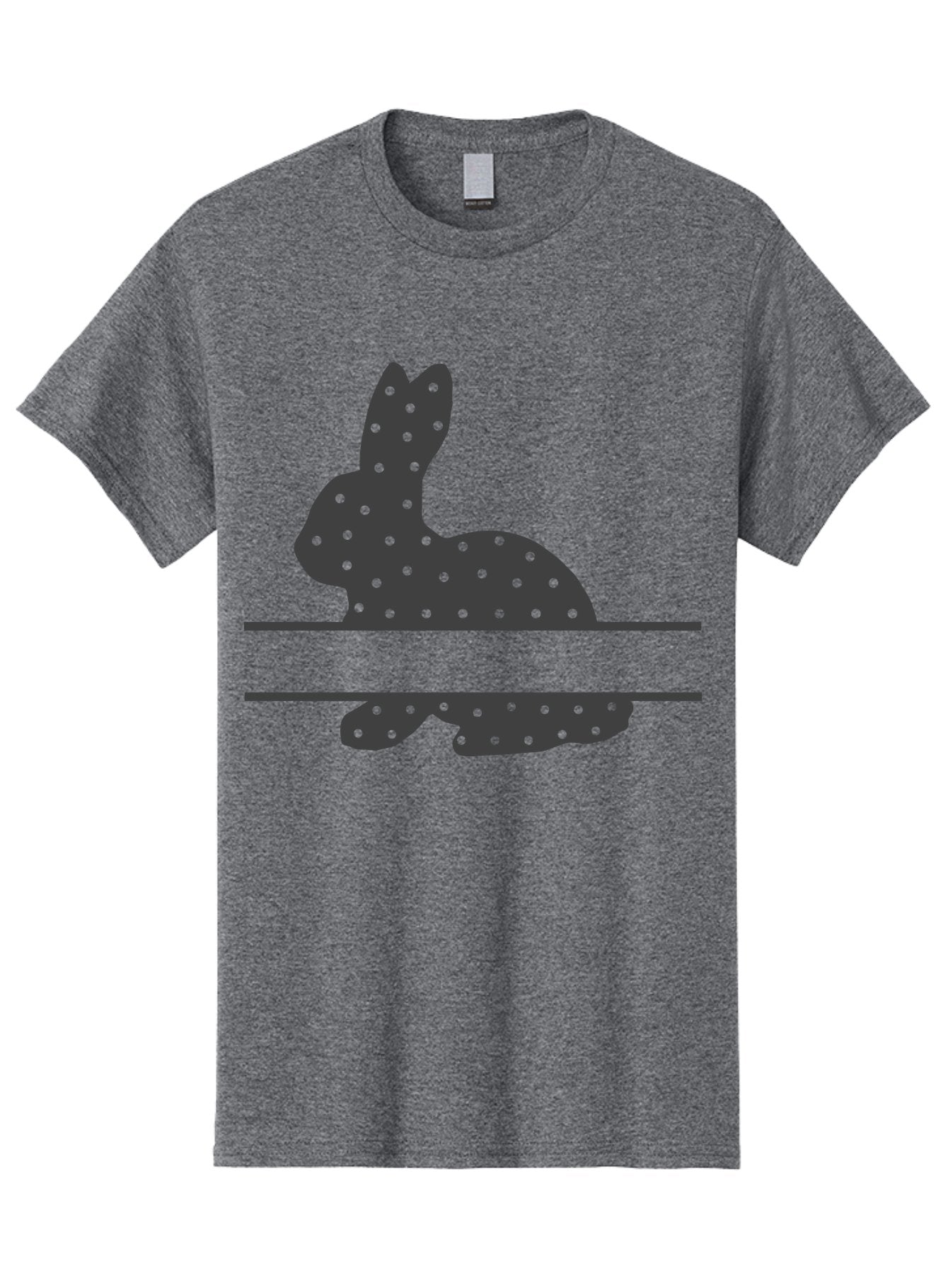 Rabbit-Silhouette-With-Dots Men'S Graphic Tee, 100% Cotton, Comfortable Casual Summer Wear, Machine Washable, Rabbit Silhouette, Black Silhouette, Polka Dot Pattern, Reflection Effect, Mirrored Image, Modern Art, Minimalist Design, Cute Bunny Aad113 3