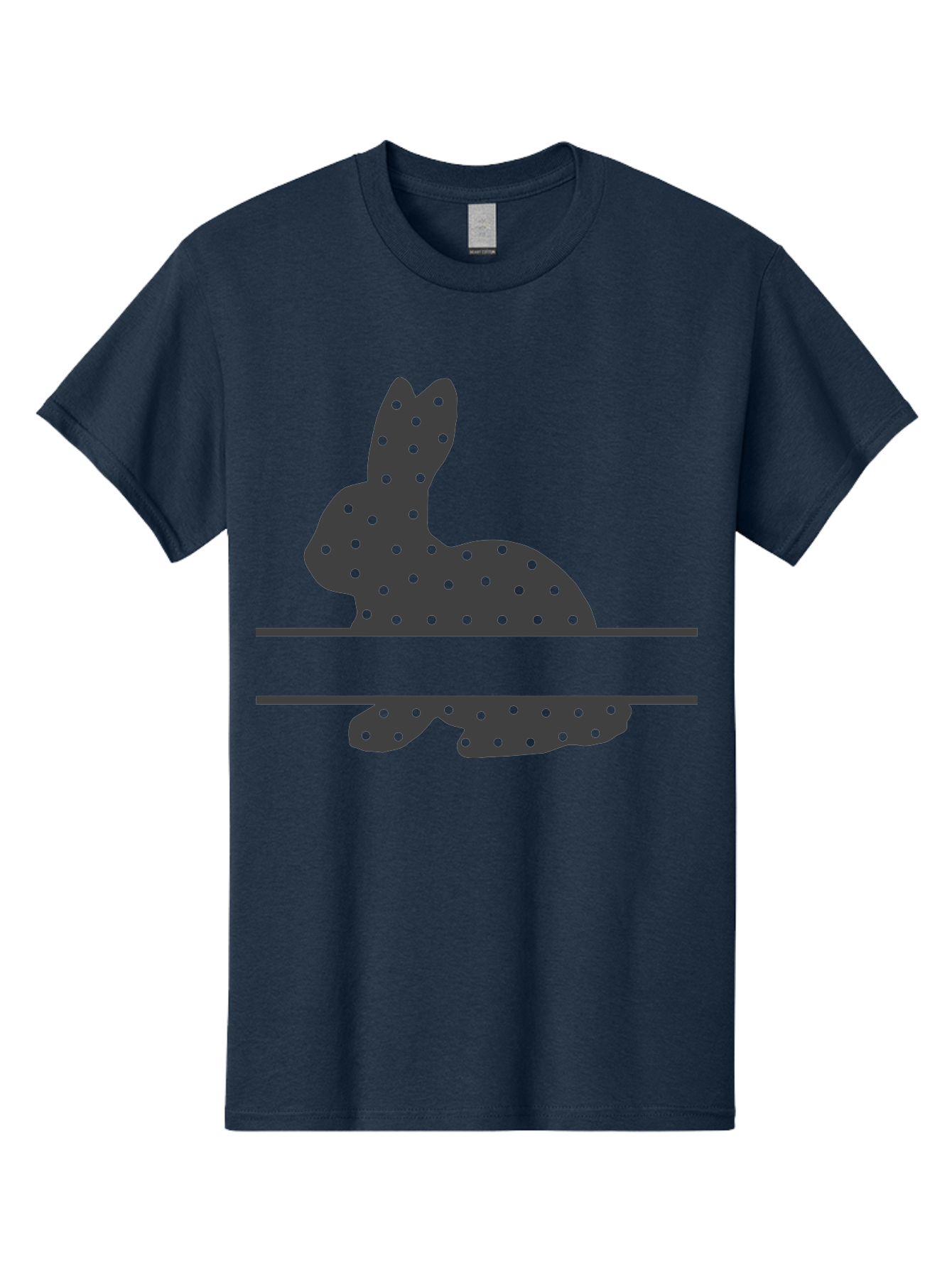 Rabbit-Silhouette-With-Dots Men'S Graphic Tee, 100% Cotton, Comfortable Casual Summer Wear, Machine Washable, Rabbit Silhouette, Black Silhouette, Polka Dot Pattern, Reflection Effect, Mirrored Image, Modern Art, Minimalist Design, Cute Bunny Aad113 7