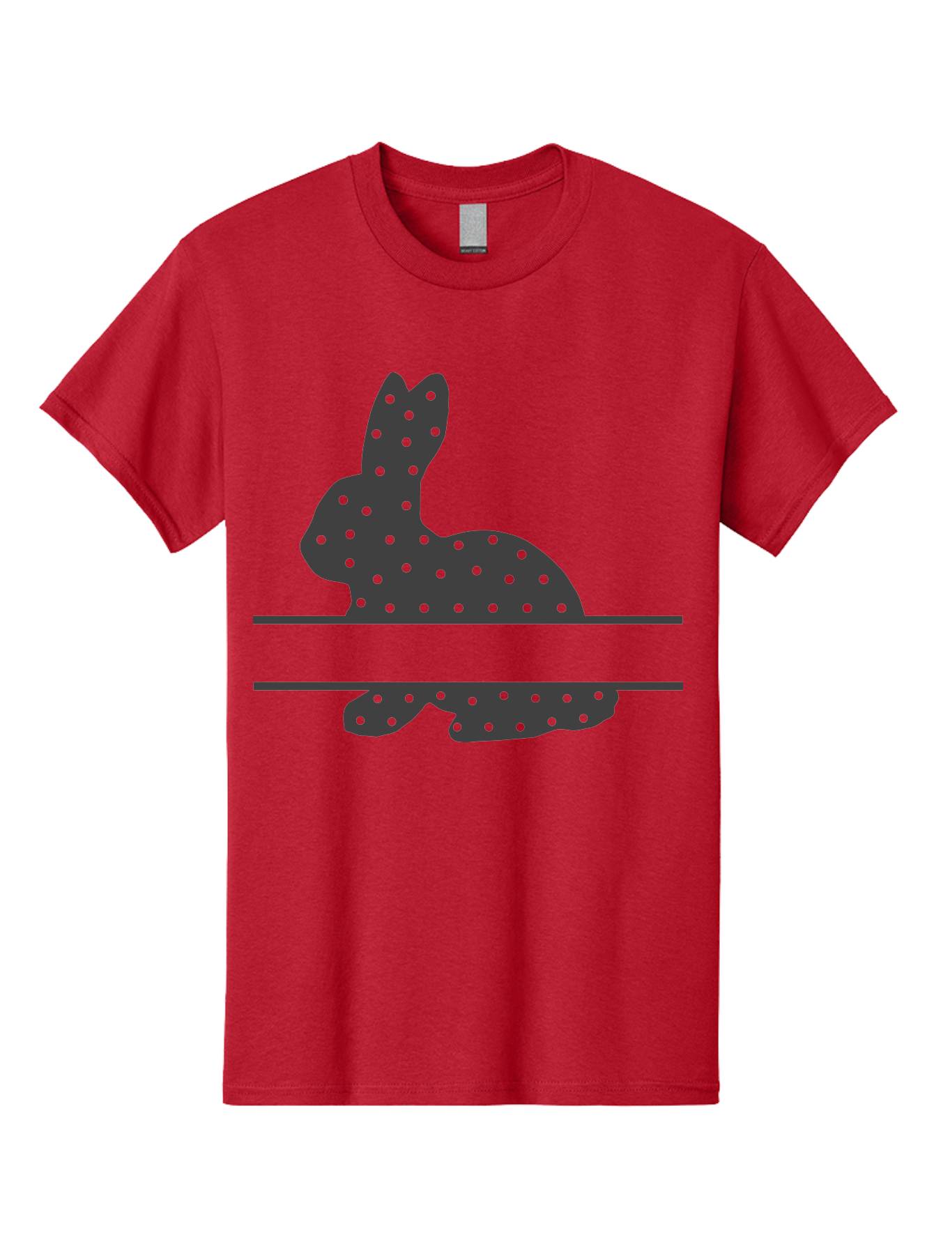 Rabbit-Silhouette-With-Dots Men'S Graphic Tee, 100% Cotton, Comfortable Casual Summer Wear, Machine Washable, Rabbit Silhouette, Black Silhouette, Polka Dot Pattern, Reflection Effect, Mirrored Image, Modern Art, Minimalist Design, Cute Bunny Aad113 15