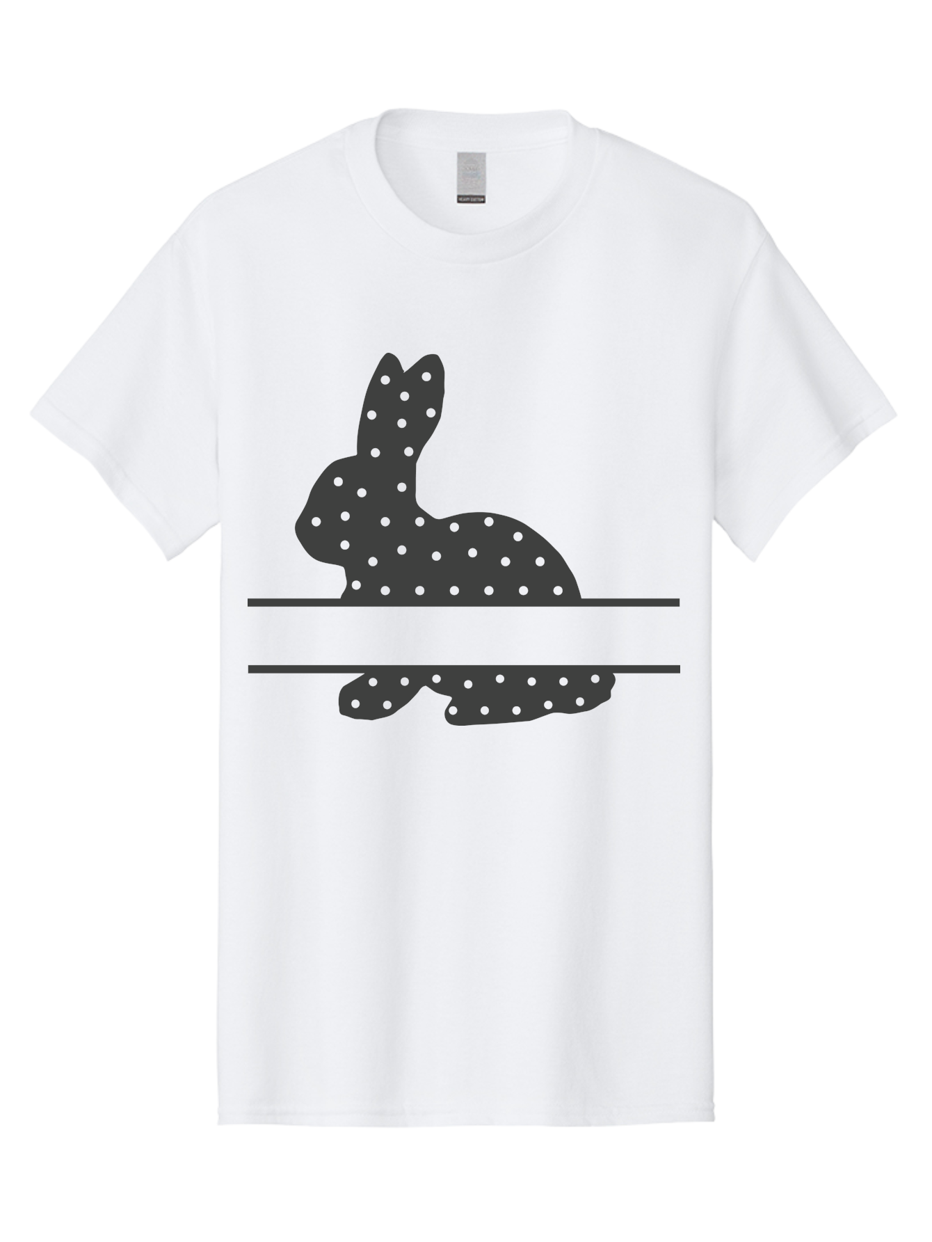 Rabbit-Silhouette-With-Dots Men'S Graphic Tee, 100% Cotton, Comfortable Casual Summer Wear, Machine Washable, Rabbit Silhouette, Black Silhouette, Polka Dot Pattern, Reflection Effect, Mirrored Image, Modern Art, Minimalist Design, Cute Bunny Aad113 5