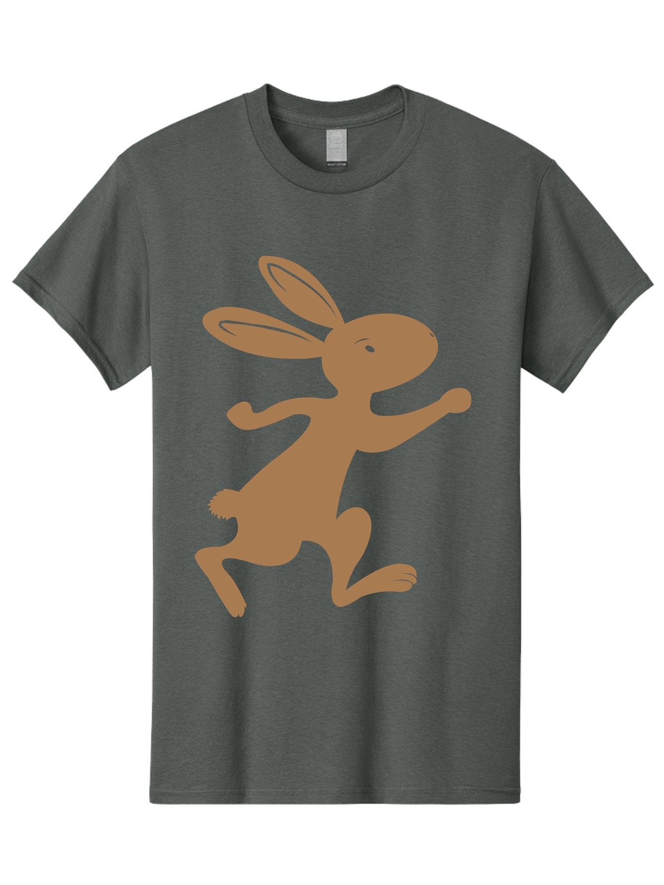 Rabbit Men'S Graphic Tee, 100% Cotton, Comfortable Casual Summer Wear, Machine Washable, Cartoon Rabbit, Jumping Rabbit, Brown Rabbit, Playful Pose, Cute Illustration, Simple Design, Whimsical Art, Cartoon Character, Funny Rabbit Aad115 3