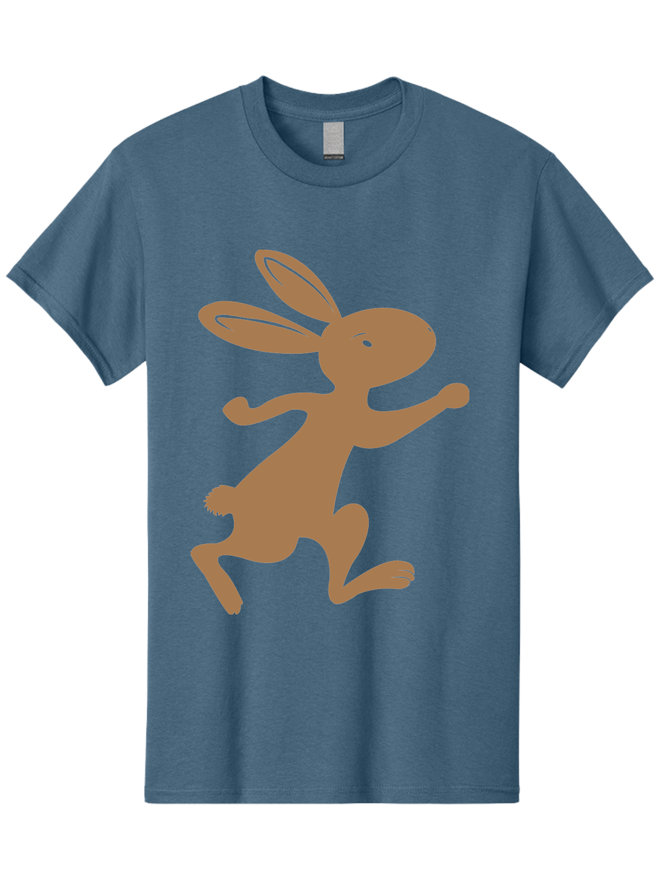 Rabbit Men'S Graphic Tee, 100% Cotton, Comfortable Casual Summer Wear, Machine Washable, Cartoon Rabbit, Jumping Rabbit, Brown Rabbit, Playful Pose, Cute Illustration, Simple Design, Whimsical Art, Cartoon Character, Funny Rabbit Aad115 3