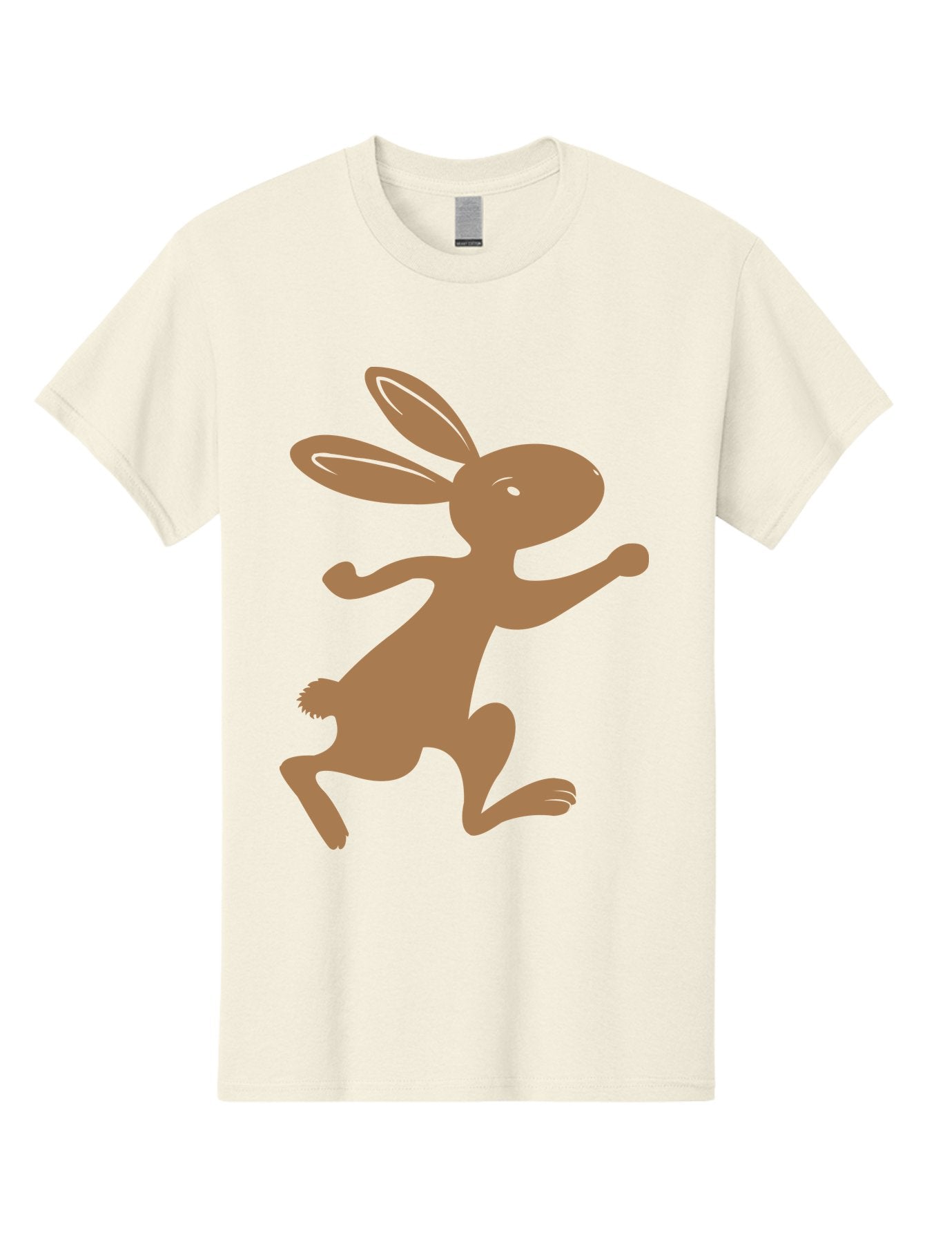 Rabbit Men'S Graphic Tee, 100% Cotton, Comfortable Casual Summer Wear, Machine Washable, Cartoon Rabbit, Jumping Rabbit, Brown Rabbit, Playful Pose, Cute Illustration, Simple Design, Whimsical Art, Cartoon Character, Funny Rabbit Aad115