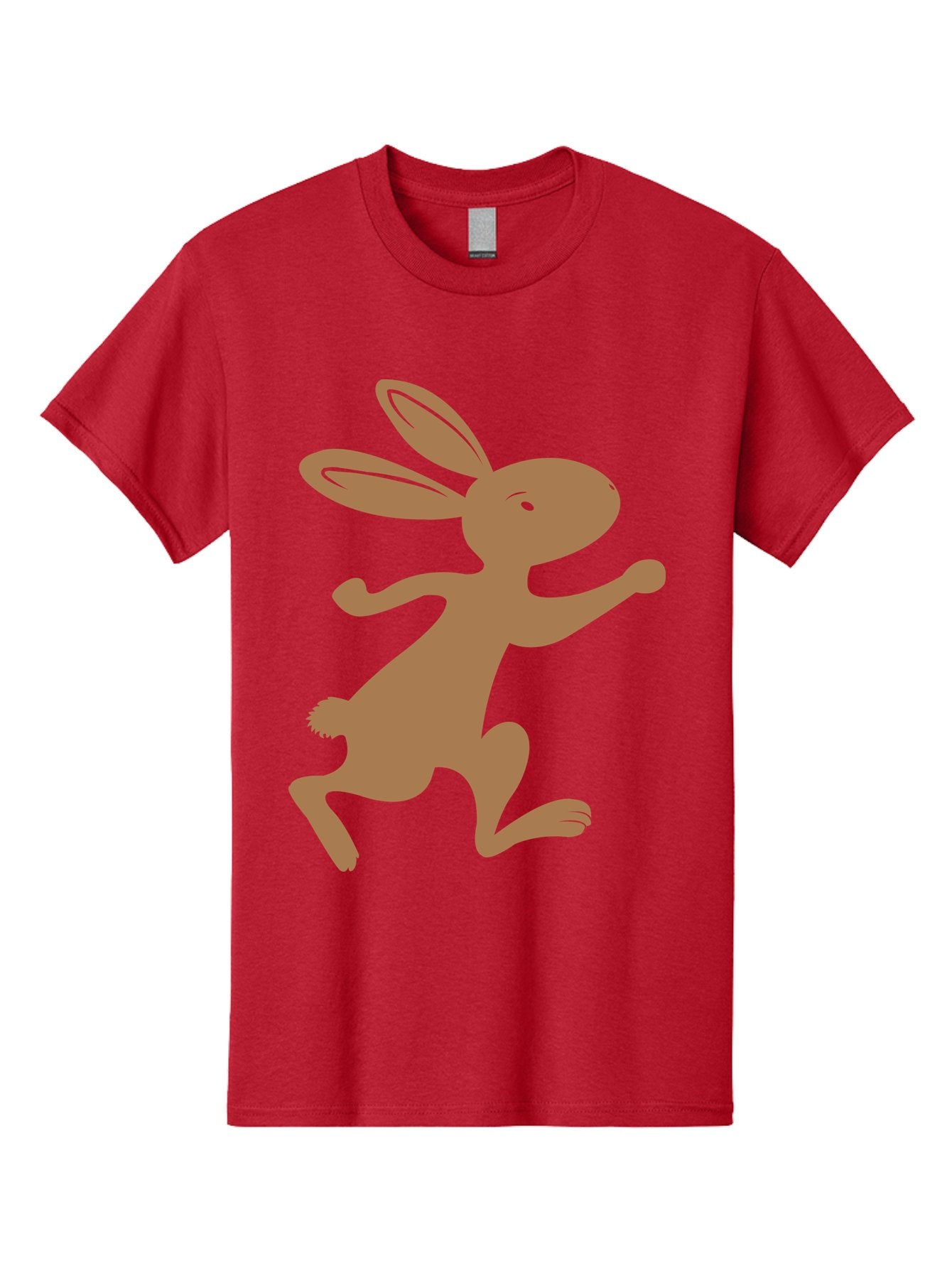 Rabbit Men'S Graphic Tee, 100% Cotton, Comfortable Casual Summer Wear, Machine Washable, Cartoon Rabbit, Jumping Rabbit, Brown Rabbit, Playful Pose, Cute Illustration, Simple Design, Whimsical Art, Cartoon Character, Funny Rabbit Aad115