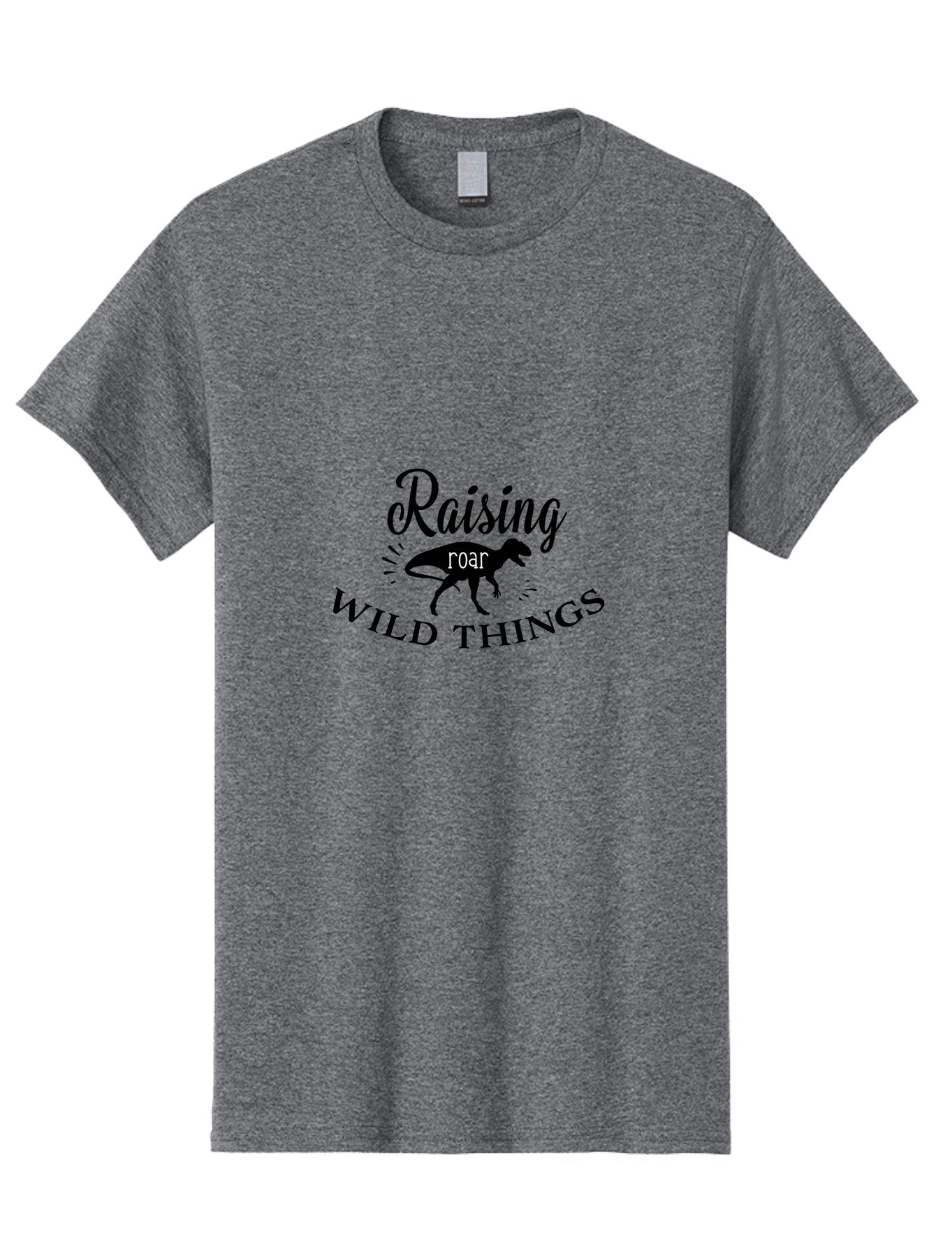 Raising-Wild-Things Men'S Graphic Tee, 100% Cotton, Comfortable Casual Summer Wear, Machine Washable, Raising Wild Things, Dinosaur Roar, T-Shirt Design, Funny Quote, Witty Phrase, Parenting Humor, Wild Child, Dino Love, Prehistoric Fun Aad116 3