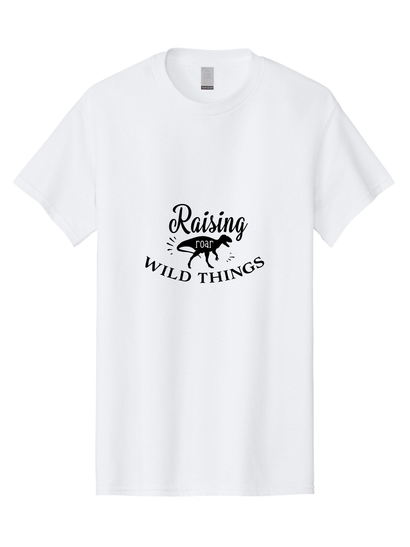 Raising-Wild-Things Men'S Graphic Tee, 100% Cotton, Comfortable Casual Summer Wear, Machine Washable, Raising Wild Things, Dinosaur Roar, T-Shirt Design, Funny Quote, Witty Phrase, Parenting Humor, Wild Child, Dino Love, Prehistoric Fun Aad116