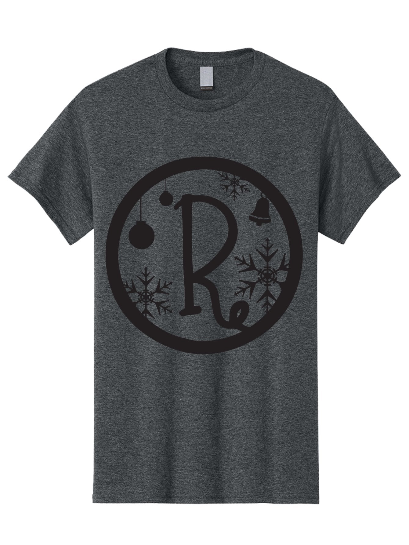 Re Men'S Graphic Tee, 100% Cotton, Comfortable Casual Summer Wear, Machine Washable, Black Logo, Christmas Decorations, Snowflakes, Hanging Ornaments, Festive Bell, Winter Wonderland, Holiday Theme, Circular Design Aad117 10