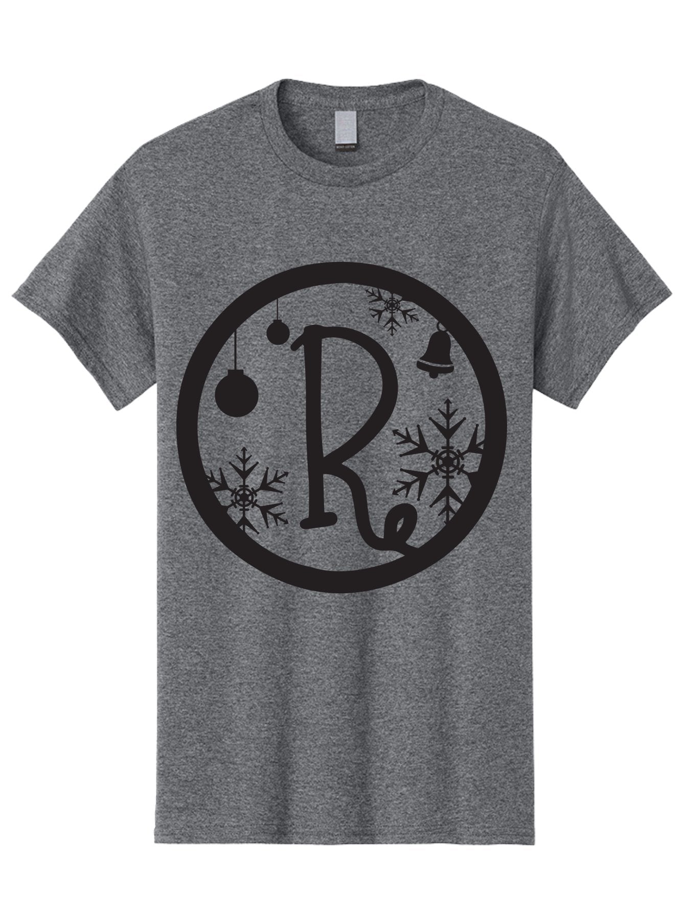 Re Men'S Graphic Tee, 100% Cotton, Comfortable Casual Summer Wear, Machine Washable, Black Logo, Christmas Decorations, Snowflakes, Hanging Ornaments, Festive Bell, Winter Wonderland, Holiday Theme, Circular Design Aad117 9