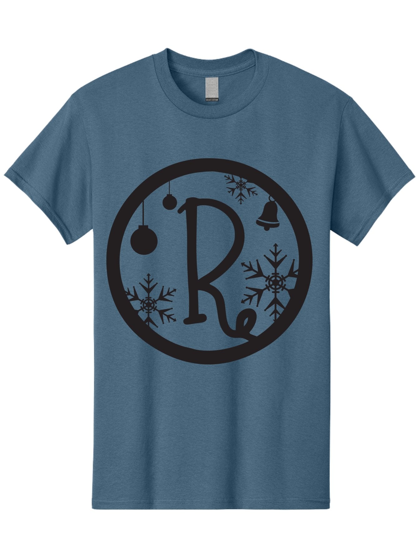 Re Men'S Graphic Tee, 100% Cotton, Comfortable Casual Summer Wear, Machine Washable, Black Logo, Christmas Decorations, Snowflakes, Hanging Ornaments, Festive Bell, Winter Wonderland, Holiday Theme, Circular Design Aad117 4