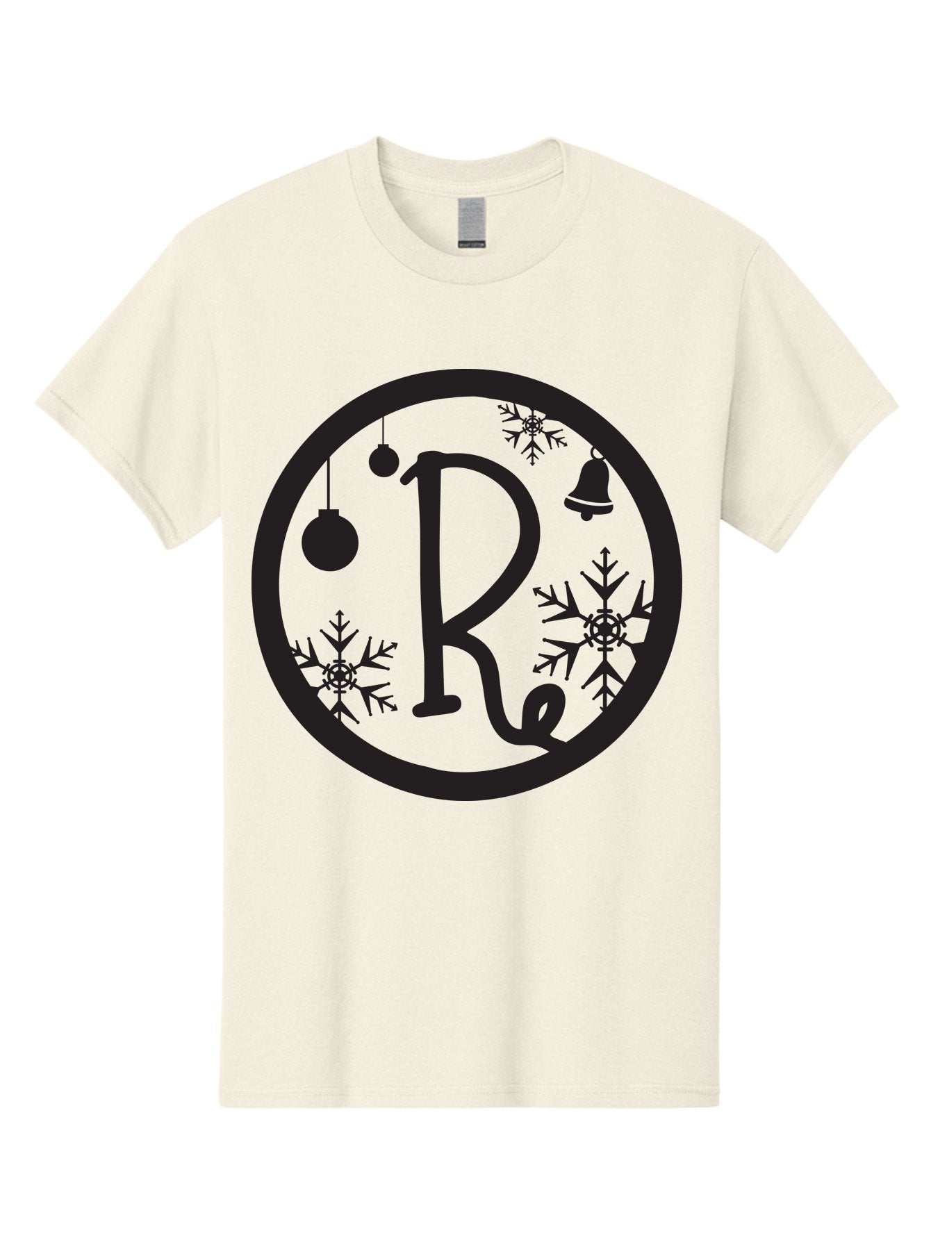 Re Men'S Graphic Tee, 100% Cotton, Comfortable Casual Summer Wear, Machine Washable, Black Logo, Christmas Decorations, Snowflakes, Hanging Ornaments, Festive Bell, Winter Wonderland, Holiday Theme, Circular Design Aad117 12