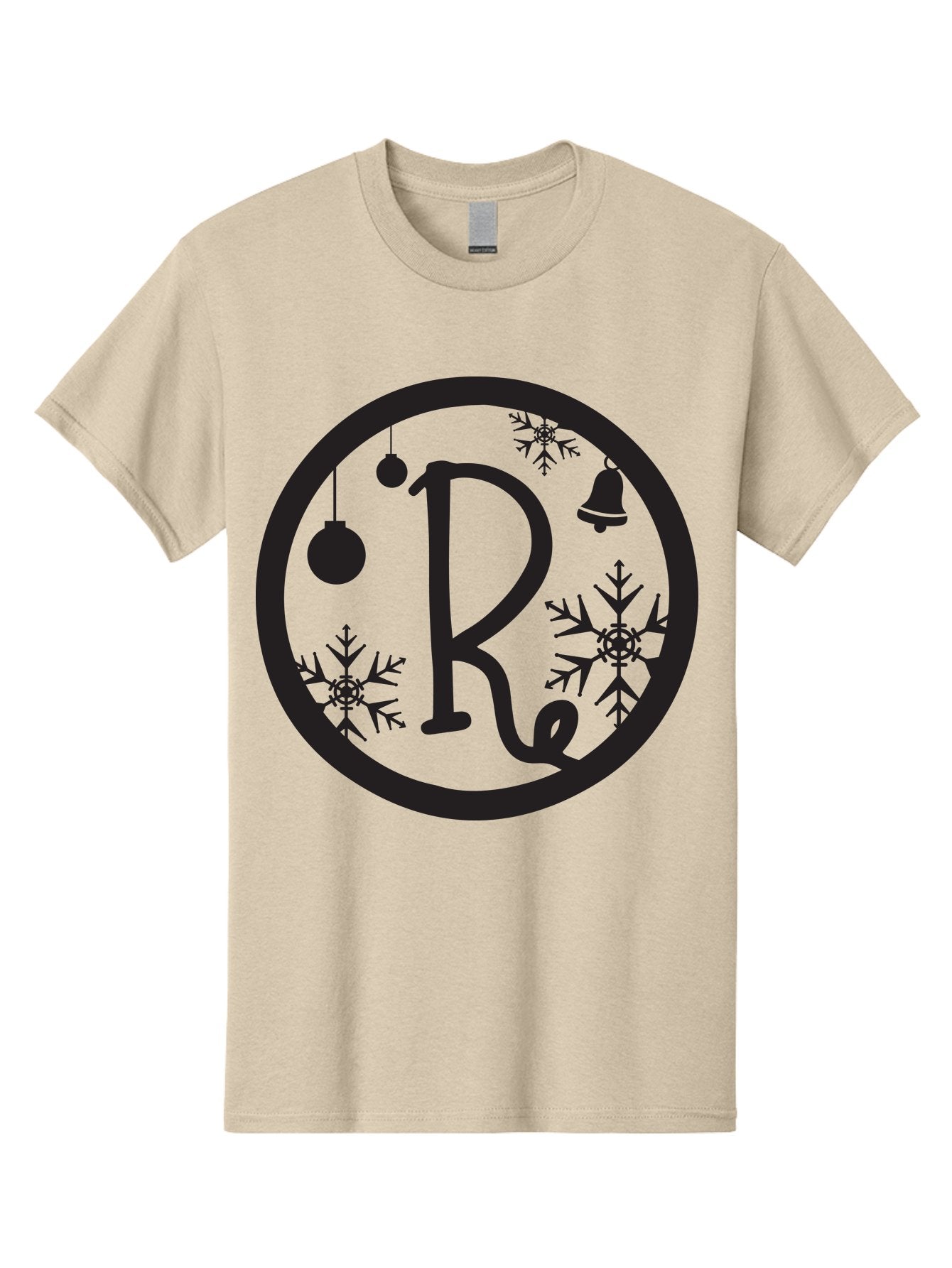 Re Men'S Graphic Tee, 100% Cotton, Comfortable Casual Summer Wear, Machine Washable, Black Logo, Christmas Decorations, Snowflakes, Hanging Ornaments, Festive Bell, Winter Wonderland, Holiday Theme, Circular Design Aad117 3
