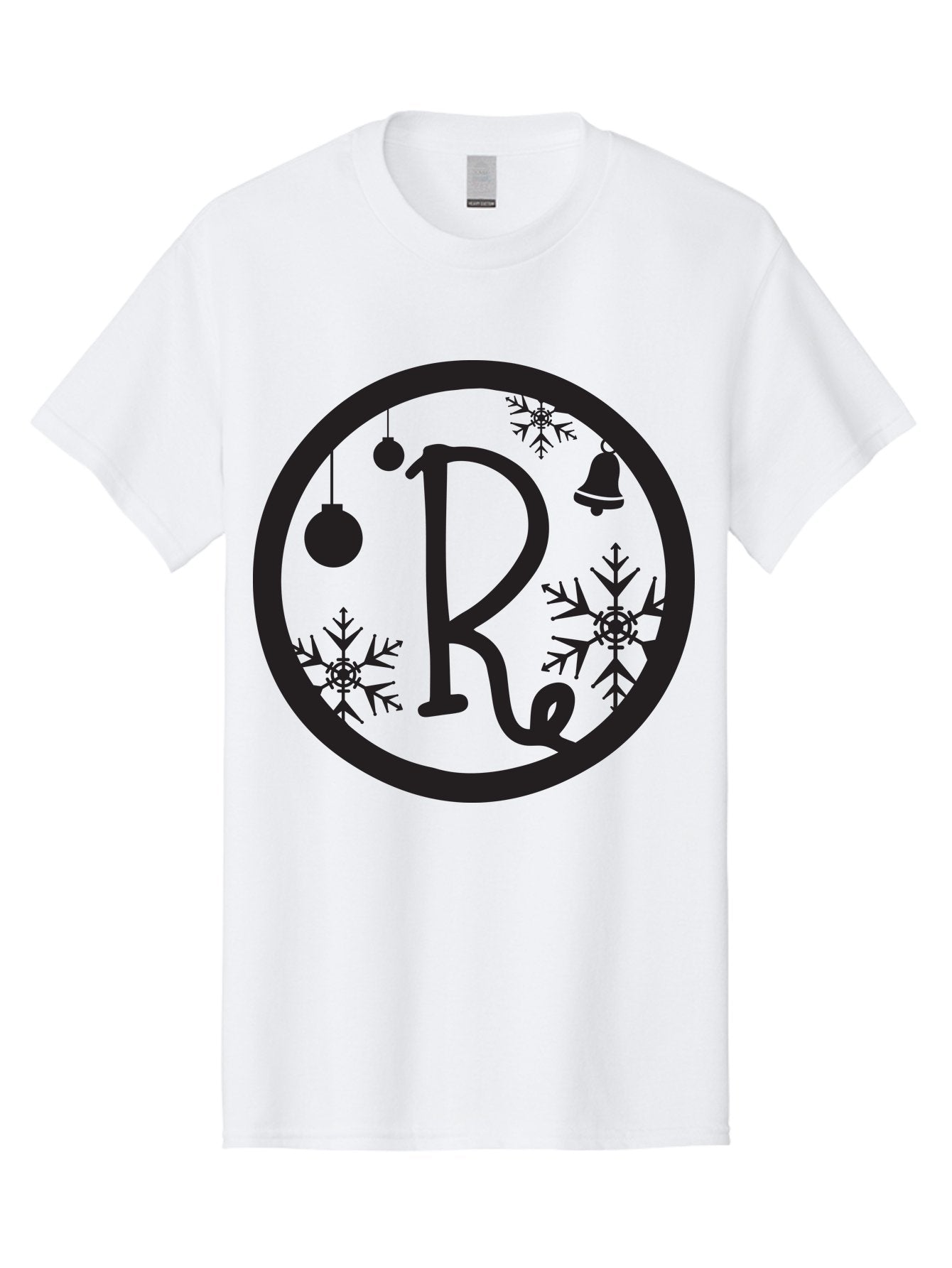 Re Men'S Graphic Tee, 100% Cotton, Comfortable Casual Summer Wear, Machine Washable, Black Logo, Christmas Decorations, Snowflakes, Hanging Ornaments, Festive Bell, Winter Wonderland, Holiday Theme, Circular Design Aad117 6