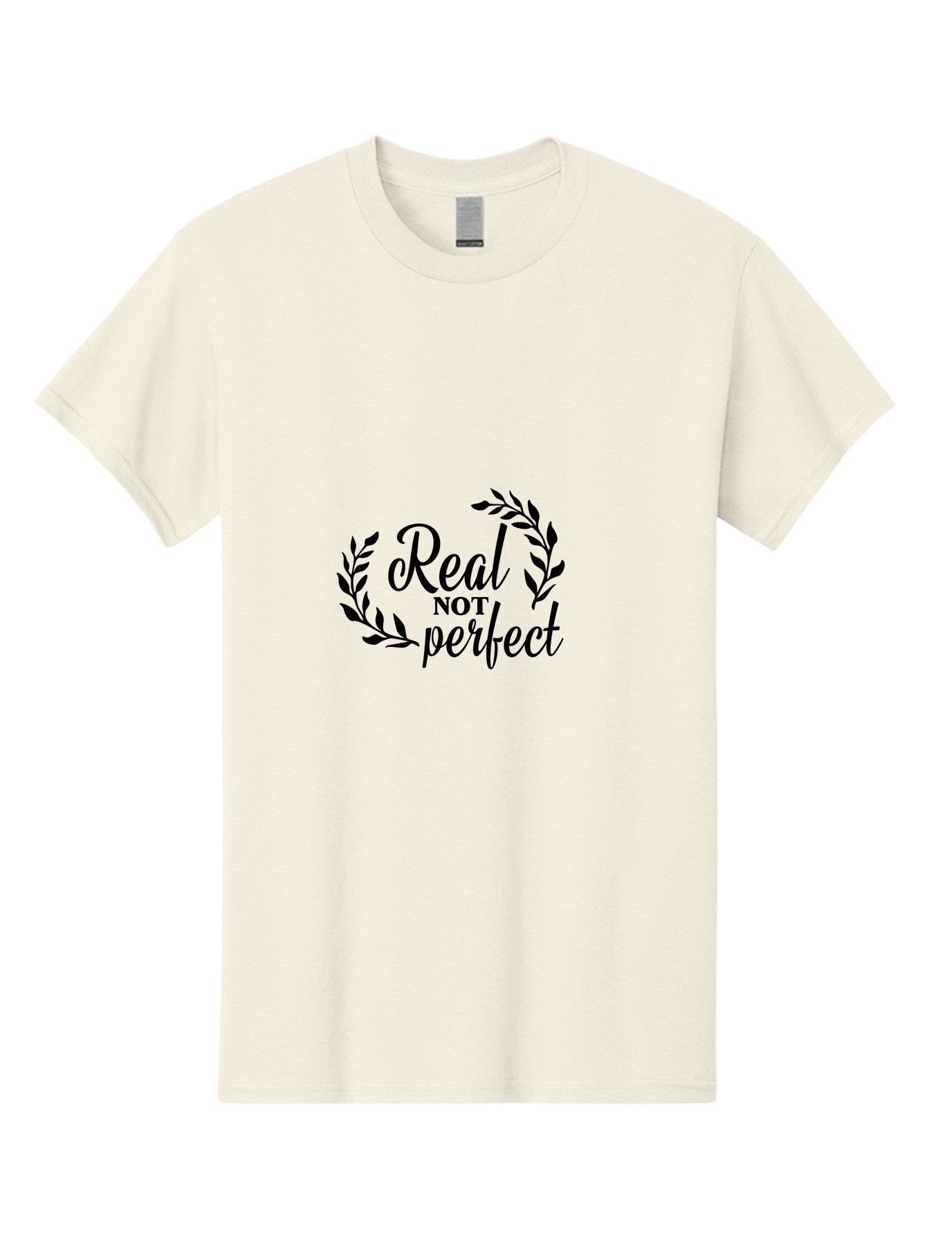 Real-Not-Perfect Men'S Graphic Tee, 100% Cotton, Comfortable Casual Summer Wear, Machine Washable, Motivational Quotes, Inspirational Sayings, Positive Affirmations, Self-Acceptance, Self-Love, Body Positivity, Empowerment, Laurel Wreath, Aad118 9