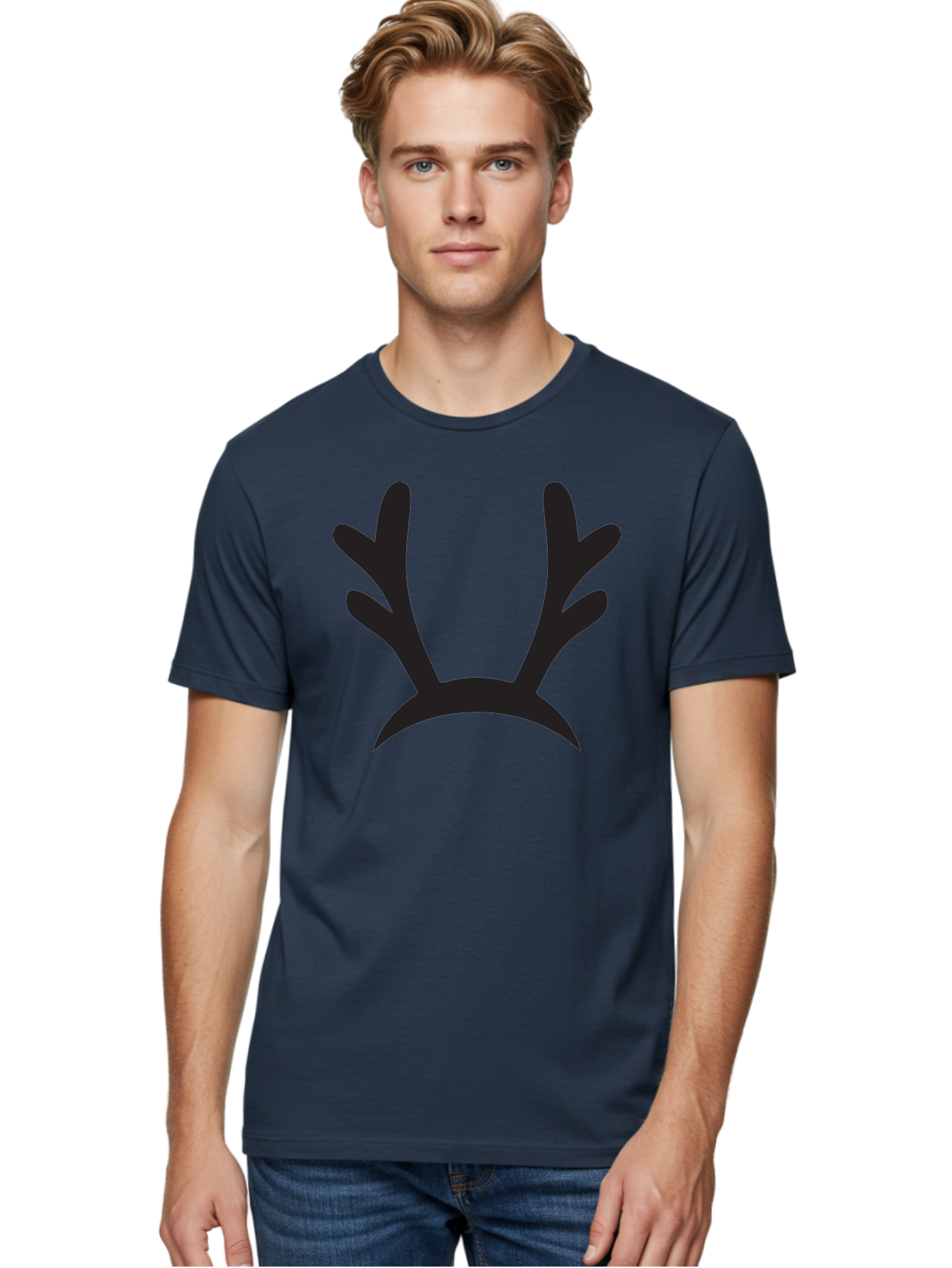 Reindeer-Antlers Men'S Graphic Tee, 100% Cotton, Comfortable Casual Summer Wear, Machine Washable, Reindeer Antlers, Festive Accessories, Holiday Decorations, Christmas Attire, Party Props, Novelty Headbands, Antler Headband Aad121 20