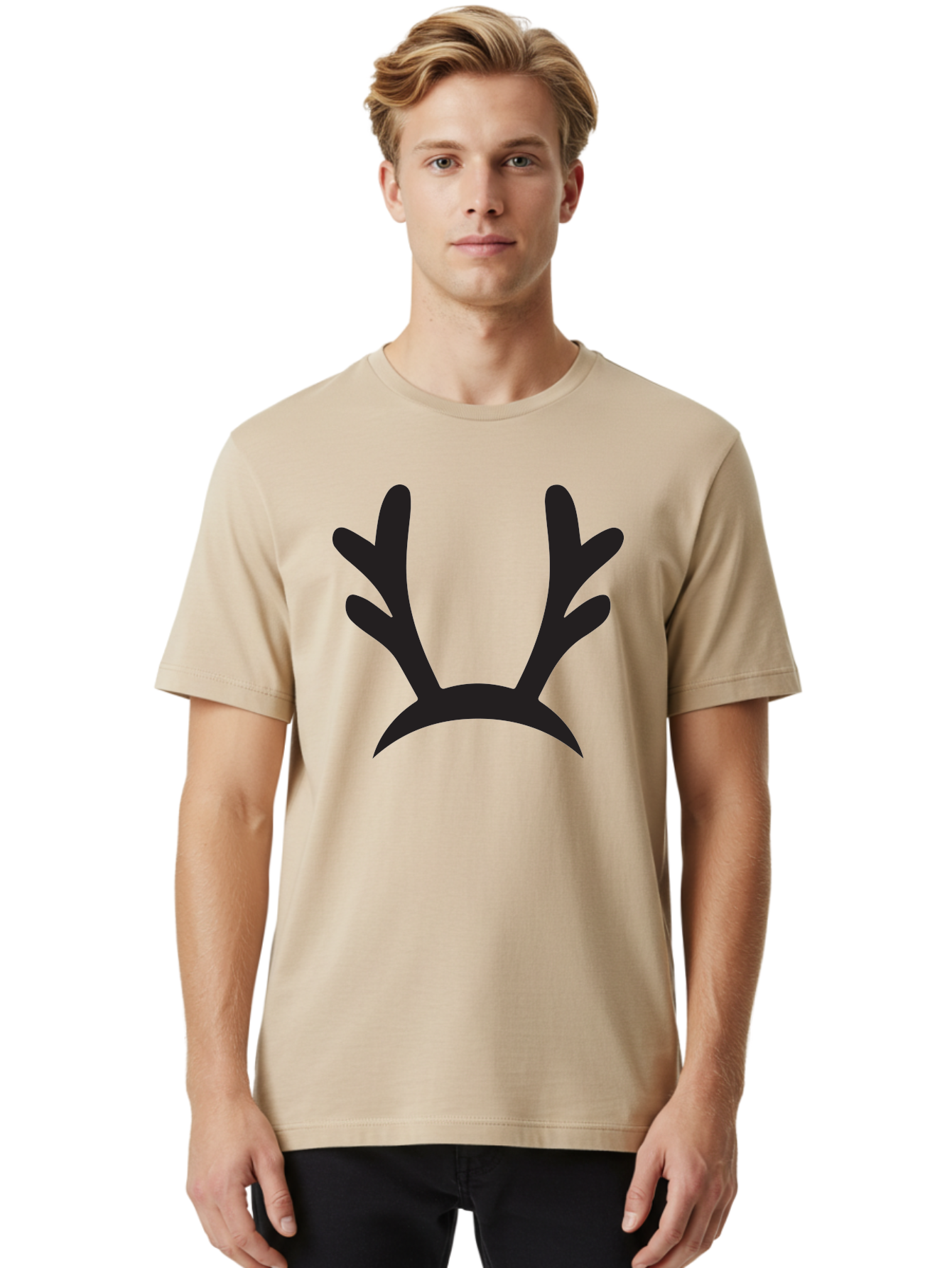 Reindeer-Antlers Men'S Graphic Tee, 100% Cotton, Comfortable Casual Summer Wear, Machine Washable, Reindeer Antlers, Festive Accessories, Holiday Decorations, Christmas Attire, Party Props, Novelty Headbands, Antler Headband Aad121 6