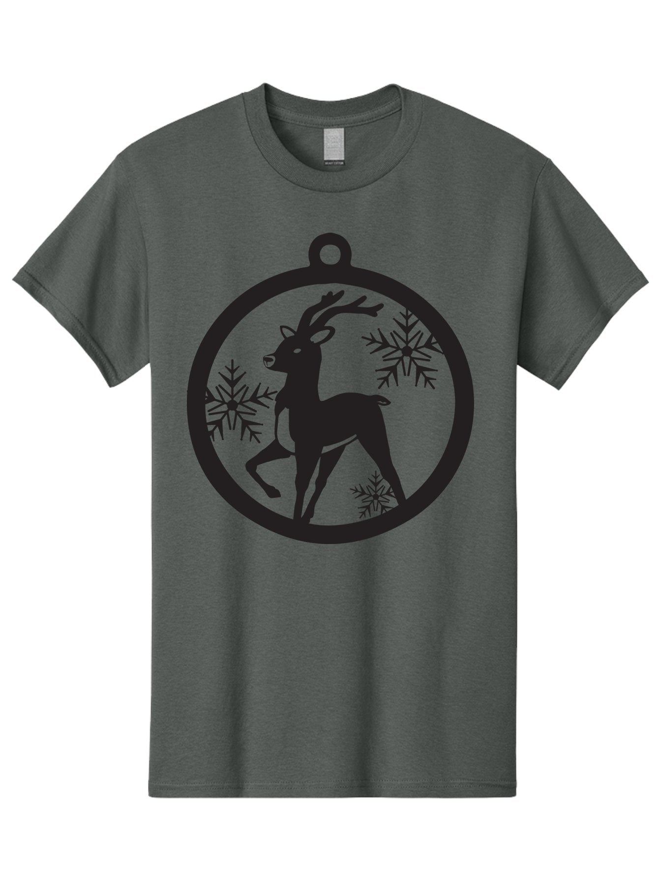 Reindeer-Ornament Men'S Graphic Tee, 100% Cotton, Comfortable Casual Summer Wear, Machine Washable, Reindeer Silhouette, Christmas Ornament Design, Snowflake Pattern, Festive Decor, Holiday Theme, Winter Decoration, Seasonal Charm, Aad122 8