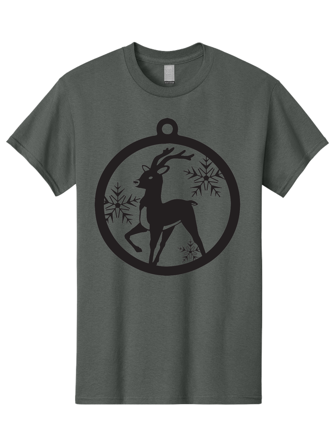 Reindeer-Ornament Men'S Graphic Tee, 100% Cotton, Comfortable Casual Summer Wear, Machine Washable, Reindeer Silhouette, Christmas Ornament Design, Snowflake Pattern, Festive Decor, Holiday Theme, Winter Decoration, Seasonal Charm, Aad122 11