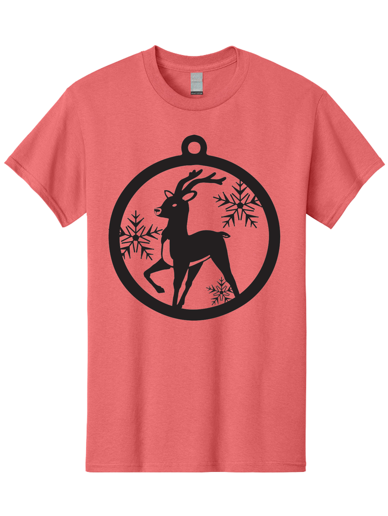 Reindeer-Ornament Men'S Graphic Tee, 100% Cotton, Comfortable Casual Summer Wear, Machine Washable, Reindeer Silhouette, Christmas Ornament Design, Snowflake Pattern, Festive Decor, Holiday Theme, Winter Decoration, Seasonal Charm, Aad122 13