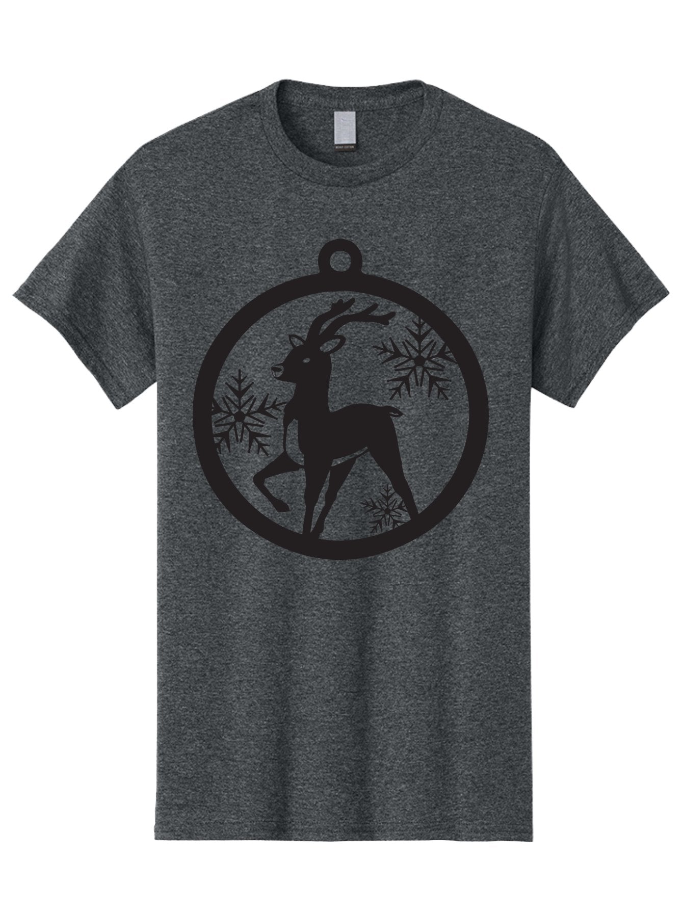 Reindeer-Ornament Men'S Graphic Tee, 100% Cotton, Comfortable Casual Summer Wear, Machine Washable, Reindeer Silhouette, Christmas Ornament Design, Snowflake Pattern, Festive Decor, Holiday Theme, Winter Decoration, Seasonal Charm, Aad122 15