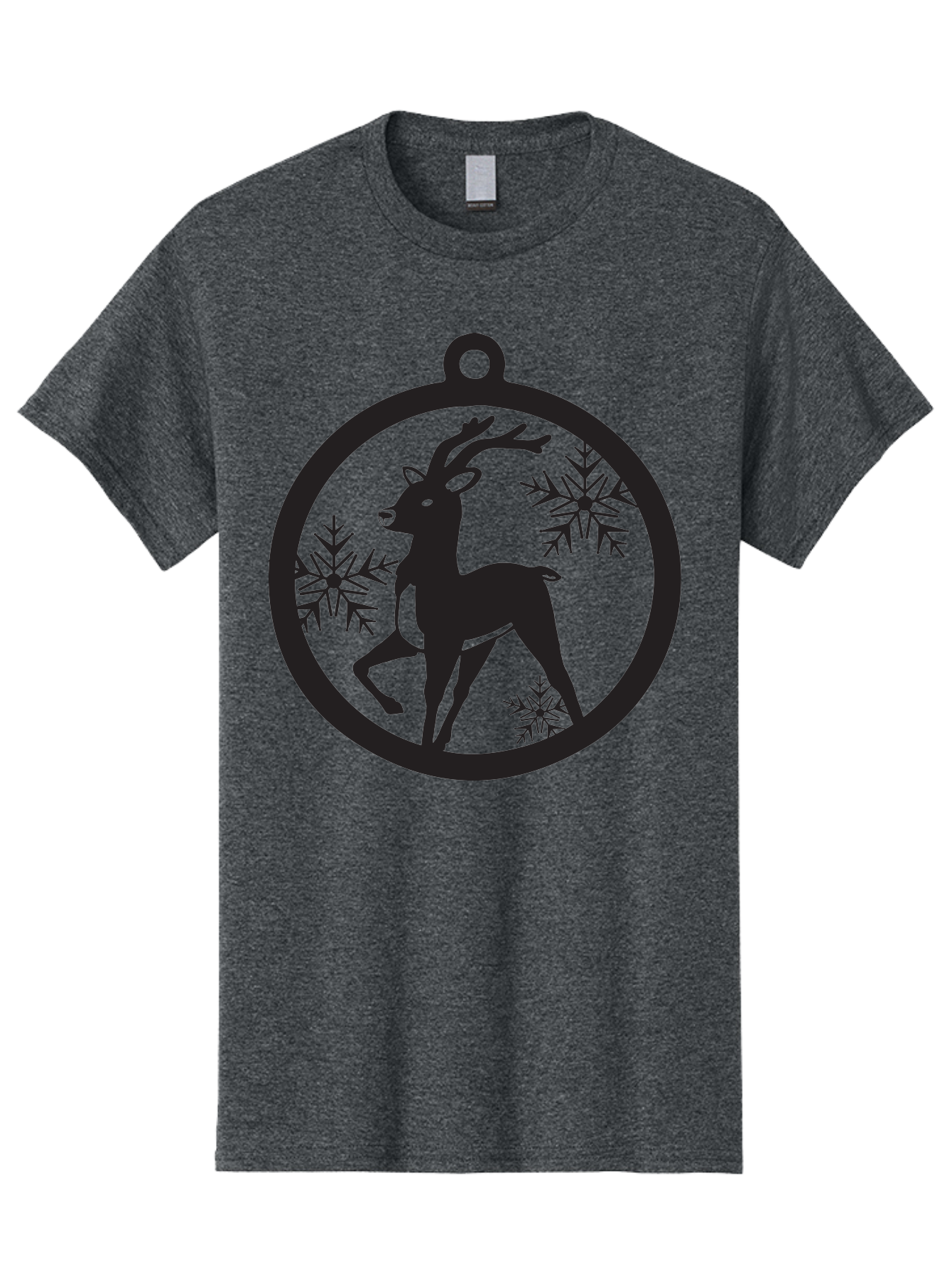 Reindeer-Ornament Men'S Graphic Tee, 100% Cotton, Comfortable Casual Summer Wear, Machine Washable, Reindeer Silhouette, Christmas Ornament Design, Snowflake Pattern, Festive Decor, Holiday Theme, Winter Decoration, Seasonal Charm, Aad122