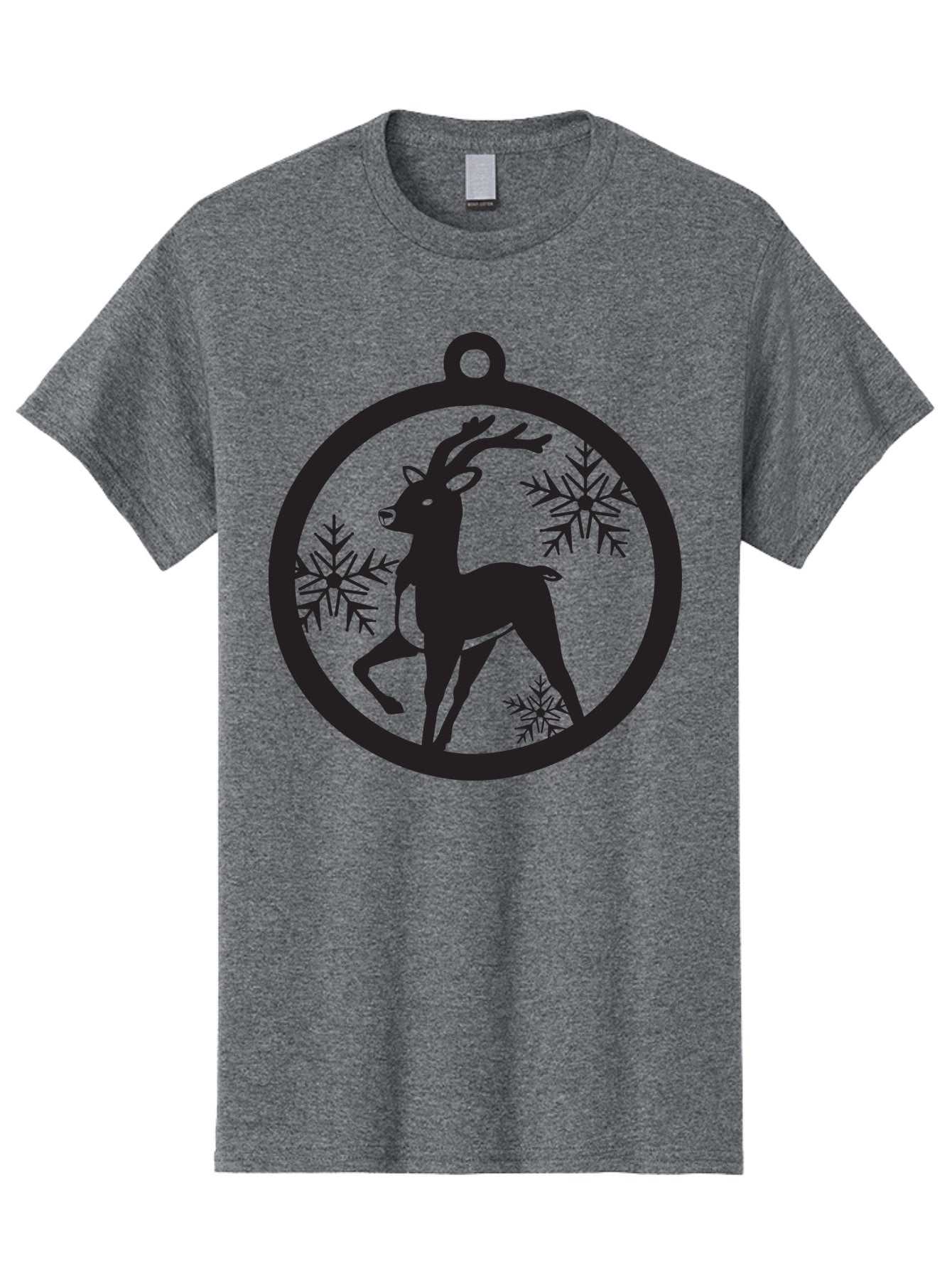 Reindeer-Ornament Men'S Graphic Tee, 100% Cotton, Comfortable Casual Summer Wear, Machine Washable, Reindeer Silhouette, Christmas Ornament Design, Snowflake Pattern, Festive Decor, Holiday Theme, Winter Decoration, Seasonal Charm, Aad122 5