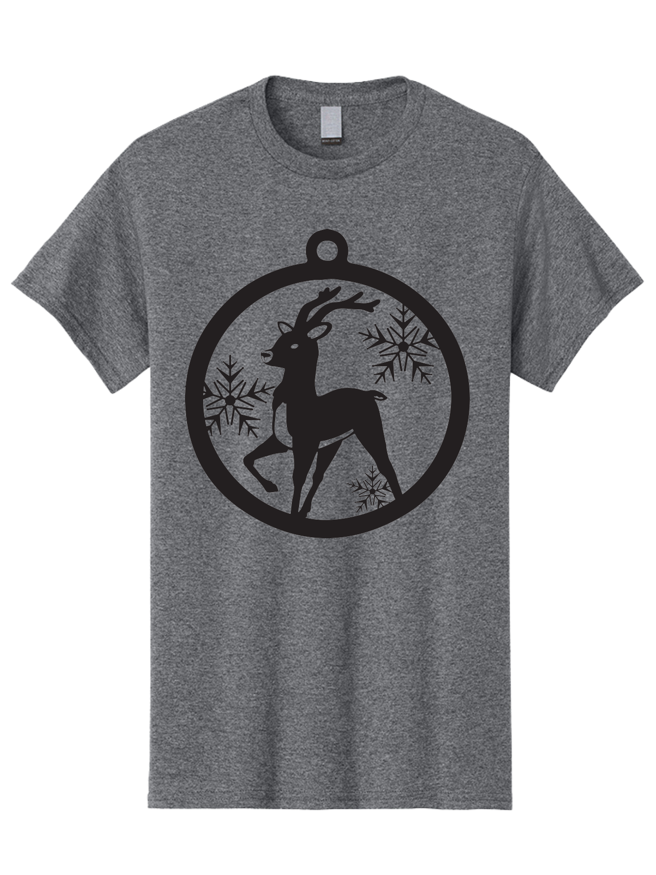 Reindeer-Ornament Men'S Graphic Tee, 100% Cotton, Comfortable Casual Summer Wear, Machine Washable, Reindeer Silhouette, Christmas Ornament Design, Snowflake Pattern, Festive Decor, Holiday Theme, Winter Decoration, Seasonal Charm, Aad122 15