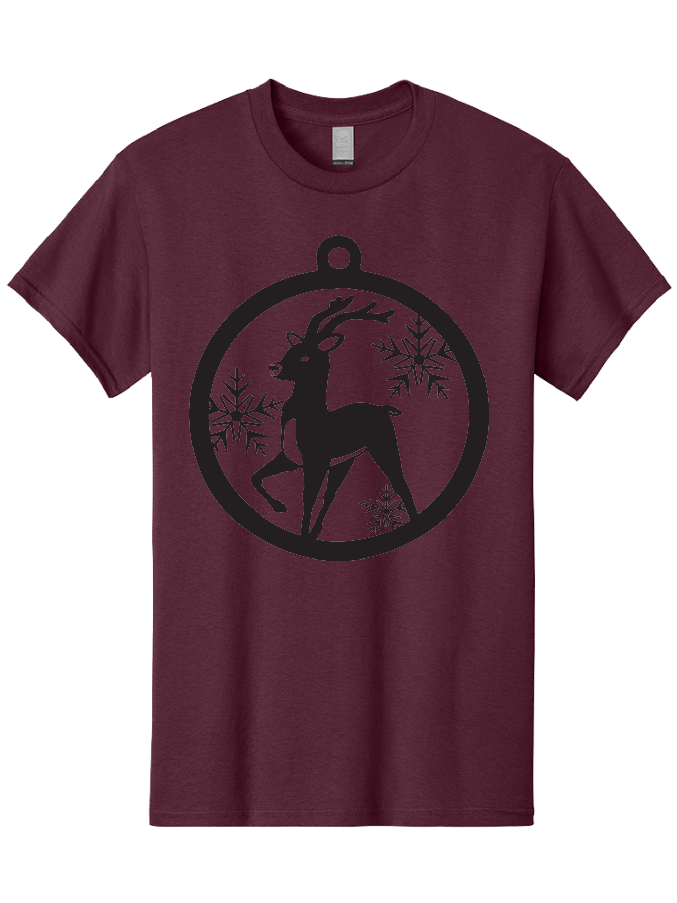 Reindeer-Ornament Men'S Graphic Tee, 100% Cotton, Comfortable Casual Summer Wear, Machine Washable, Reindeer Silhouette, Christmas Ornament Design, Snowflake Pattern, Festive Decor, Holiday Theme, Winter Decoration, Seasonal Charm, Aad122 19