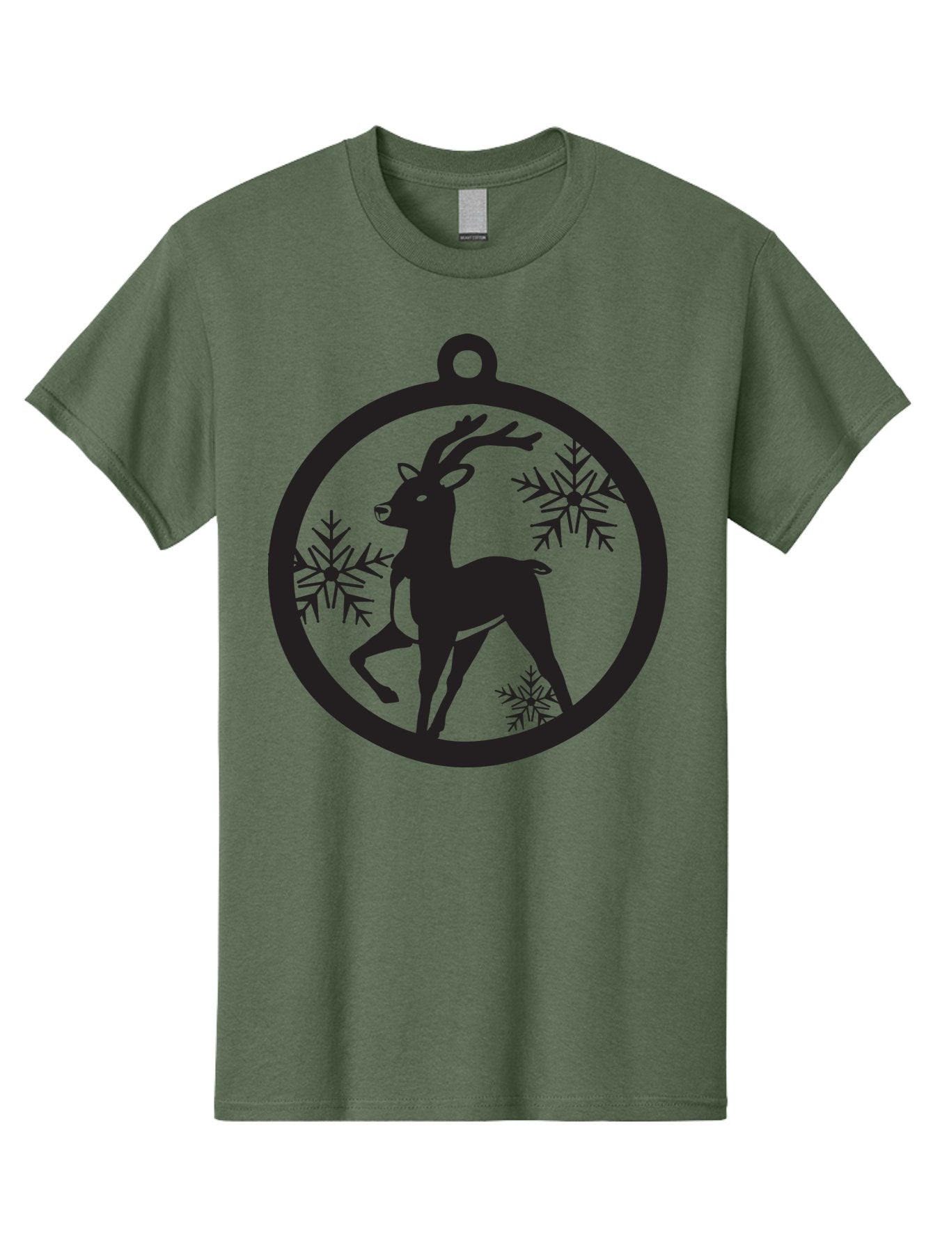 Reindeer-Ornament Men'S Graphic Tee, 100% Cotton, Comfortable Casual Summer Wear, Machine Washable, Reindeer Silhouette, Christmas Ornament Design, Snowflake Pattern, Festive Decor, Holiday Theme, Winter Decoration, Seasonal Charm, Aad122 14