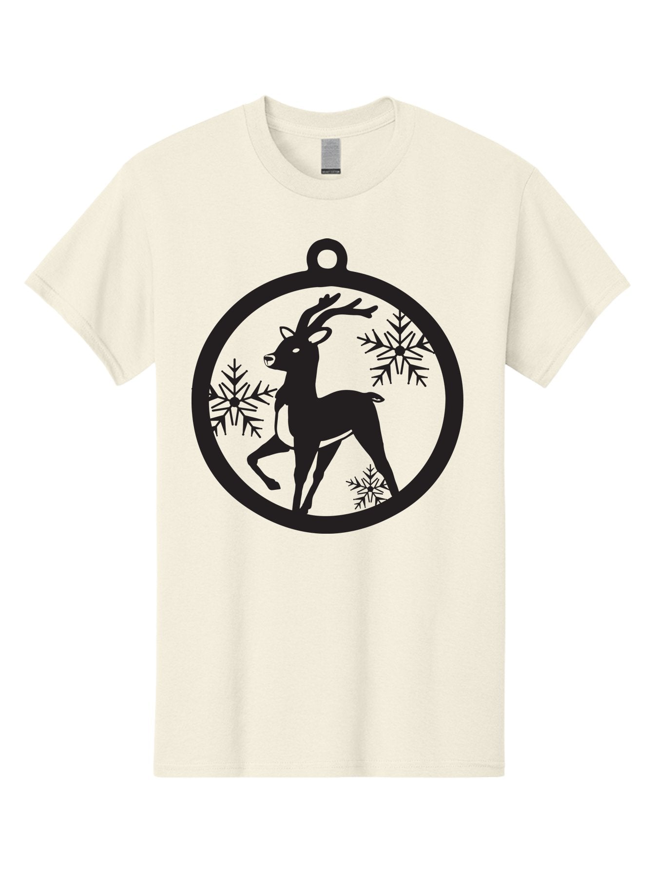Reindeer-Ornament Men'S Graphic Tee, 100% Cotton, Comfortable Casual Summer Wear, Machine Washable, Reindeer Silhouette, Christmas Ornament Design, Snowflake Pattern, Festive Decor, Holiday Theme, Winter Decoration, Seasonal Charm, Aad122 10