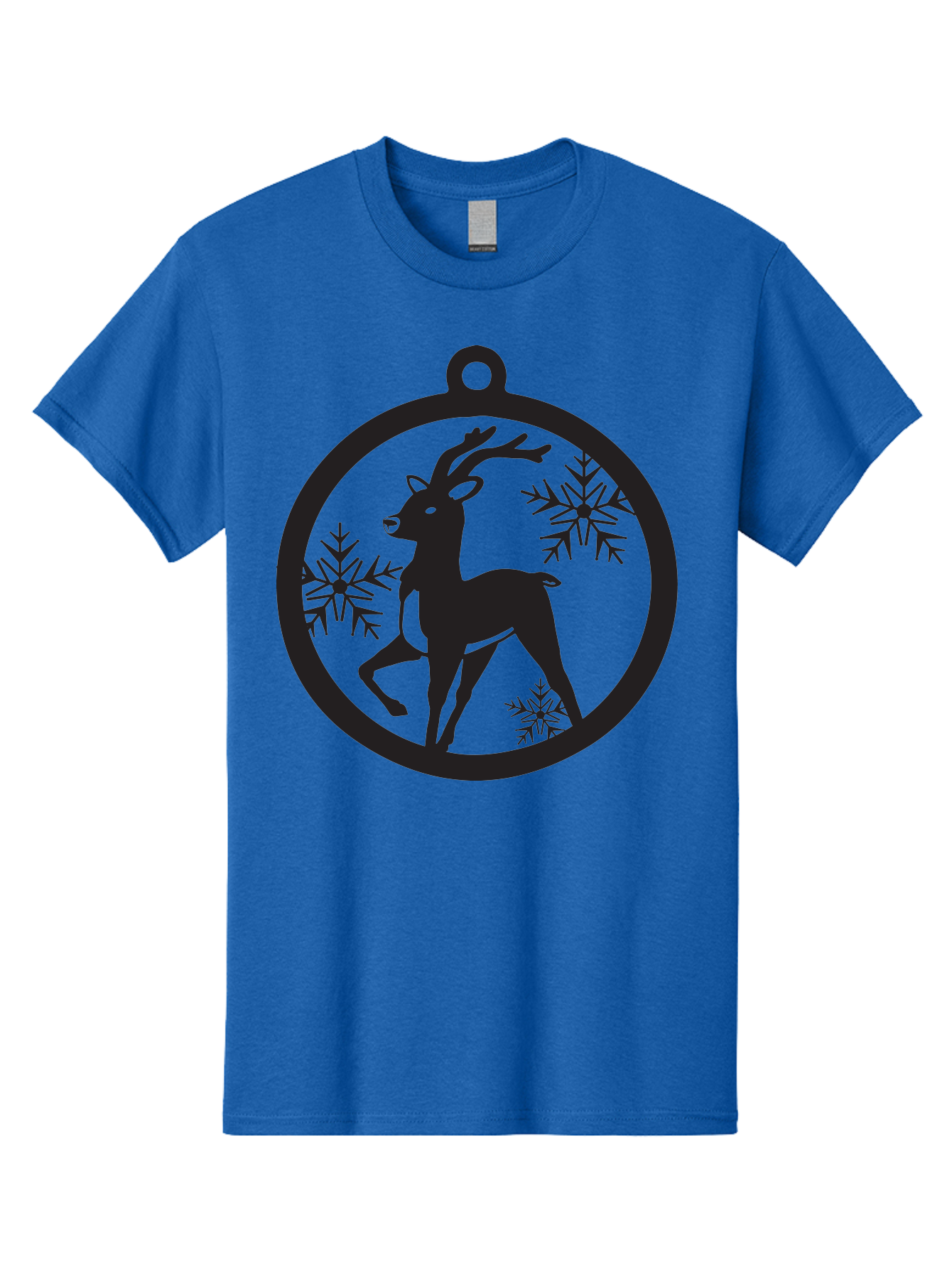 Reindeer-Ornament Men'S Graphic Tee, 100% Cotton, Comfortable Casual Summer Wear, Machine Washable, Reindeer Silhouette, Christmas Ornament Design, Snowflake Pattern, Festive Decor, Holiday Theme, Winter Decoration, Seasonal Charm, Aad122 9