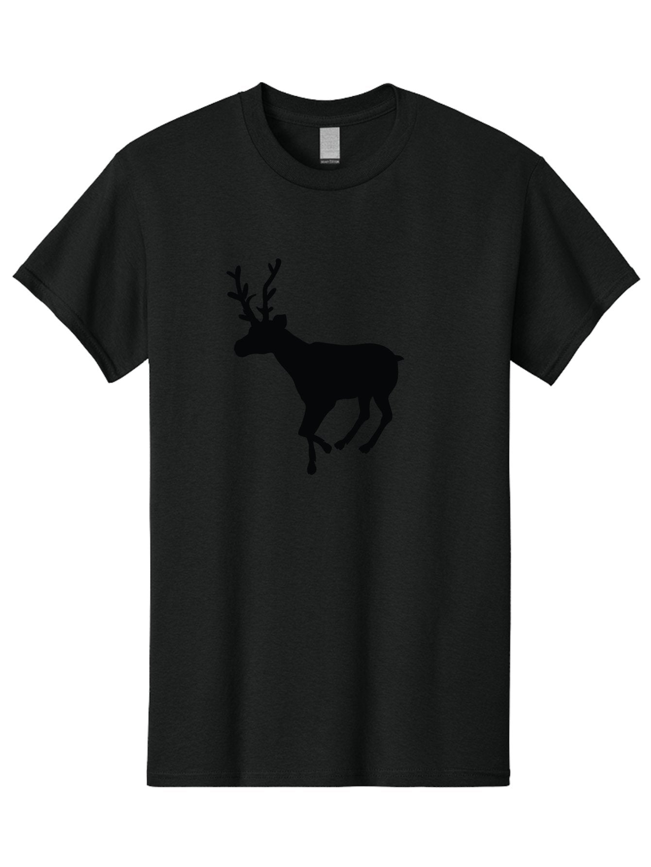 Reindeer-Silhouette Men'S Graphic Tee, 100% Cotton, Comfortable Casual Summer Wear, Machine Washable, Reindeer Silhouette, Deer Running, Antlered Animal, Wildlife Graphic, Festive Design, Winter Symbol, Holiday Icon, Minimalist Art Aad123 7