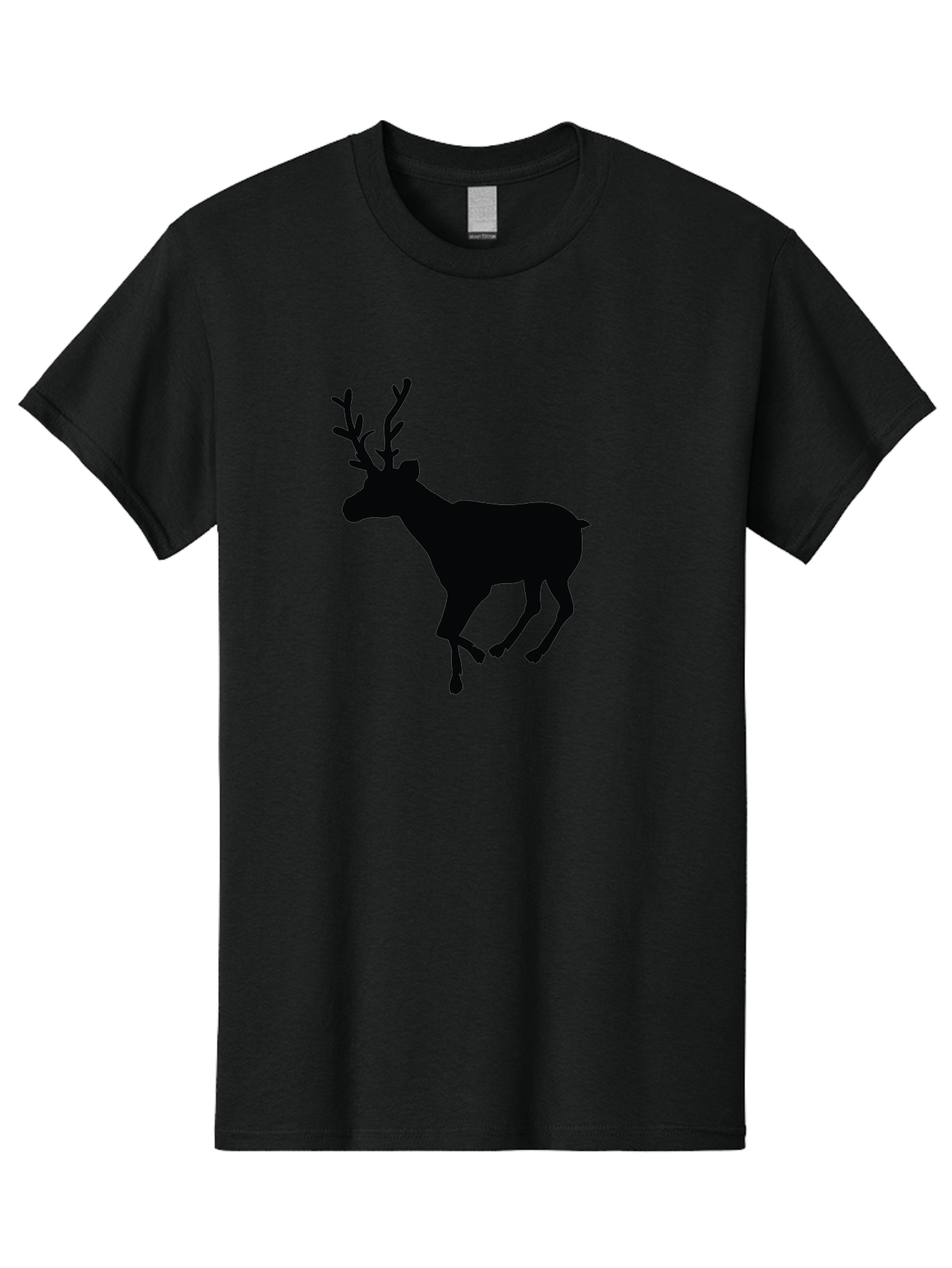 Reindeer-Silhouette Men'S Graphic Tee, 100% Cotton, Comfortable Casual Summer Wear, Machine Washable, Reindeer Silhouette, Deer Running, Antlered Animal, Wildlife Graphic, Festive Design, Winter Symbol, Holiday Icon, Minimalist Art Aad123 25